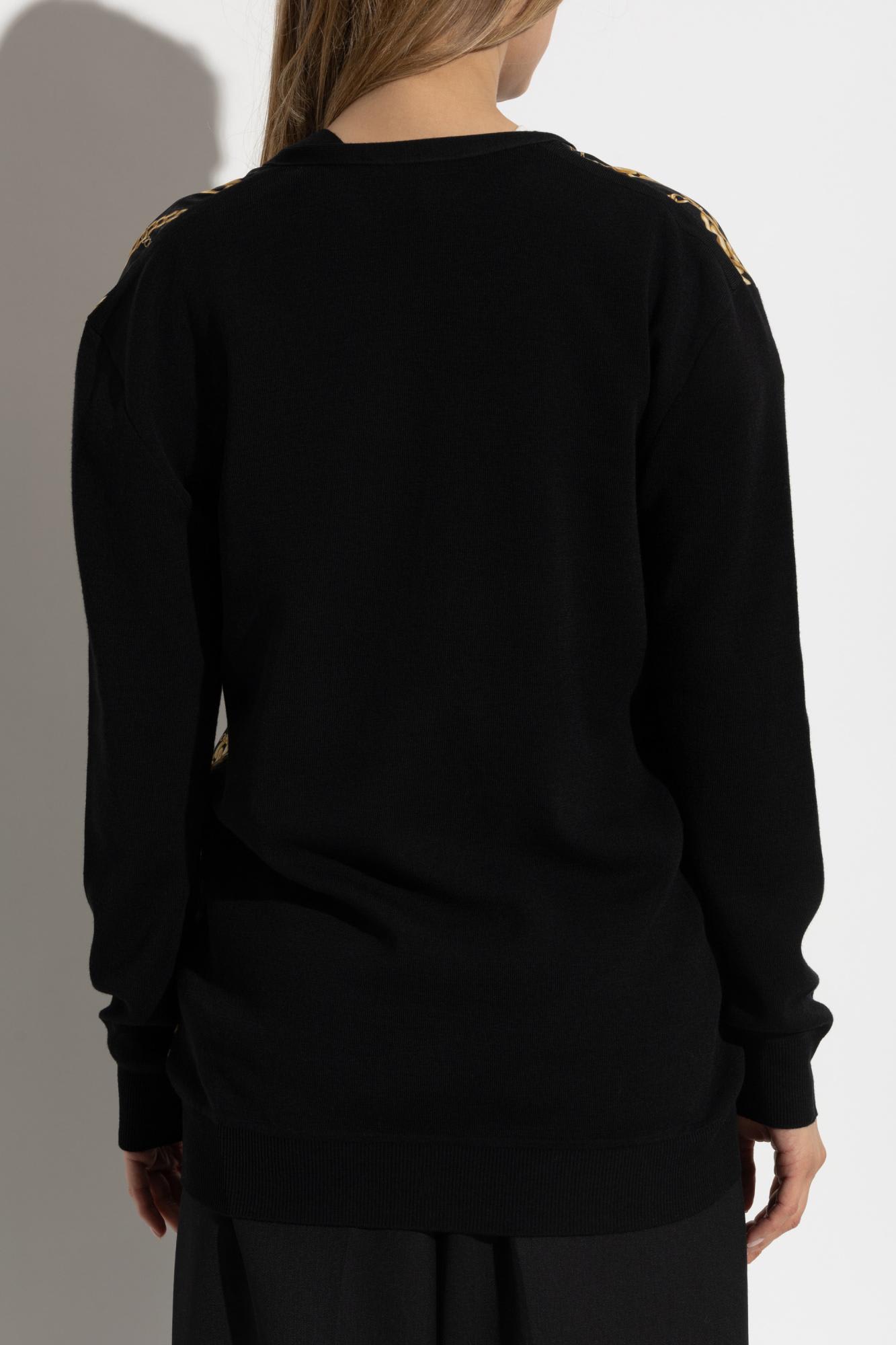 Balmain Chain Print Silk And Wool Cardigan In Black