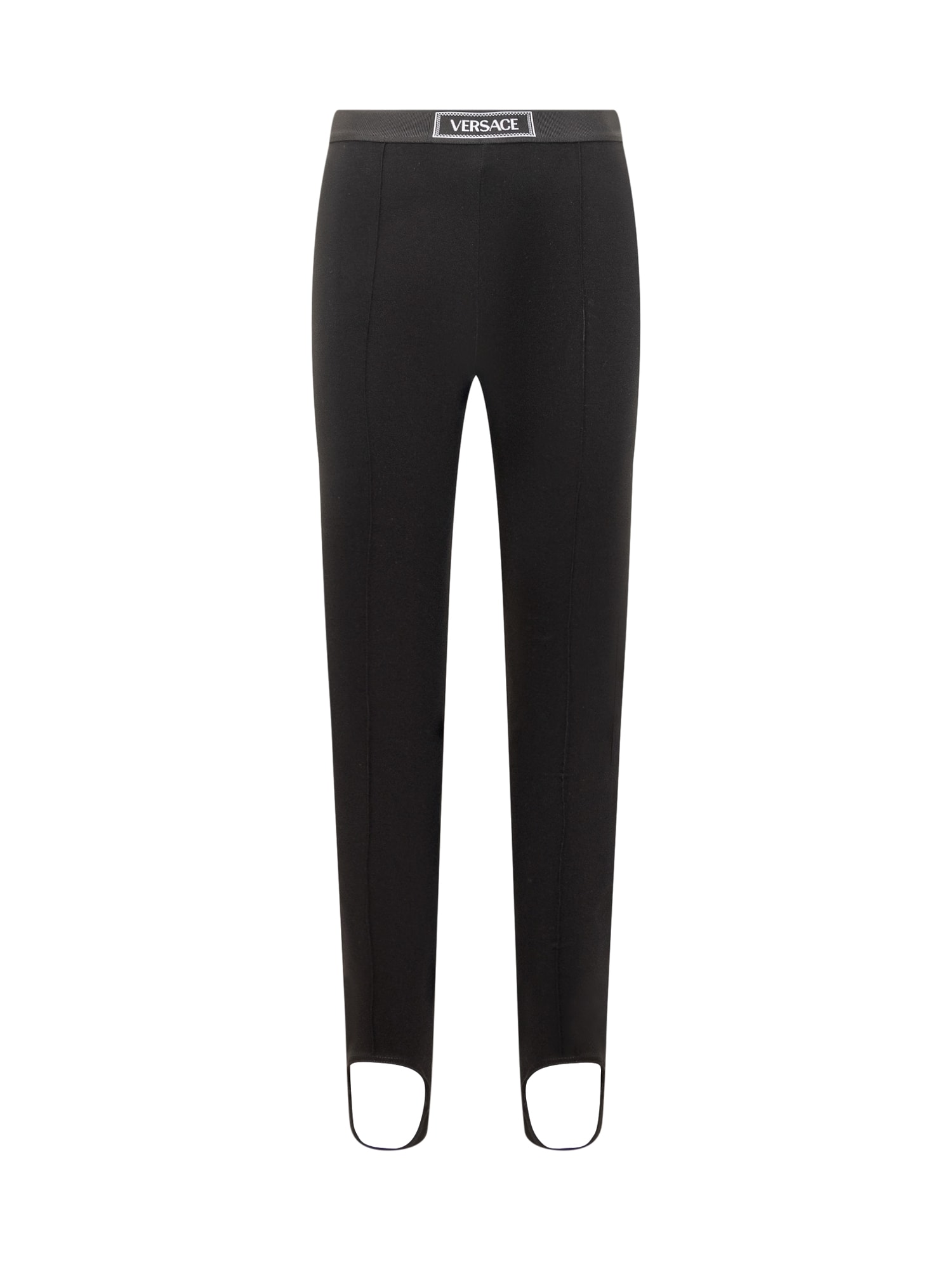 Shop Versace 90s Vintage Logo High-waist Leggings In Black