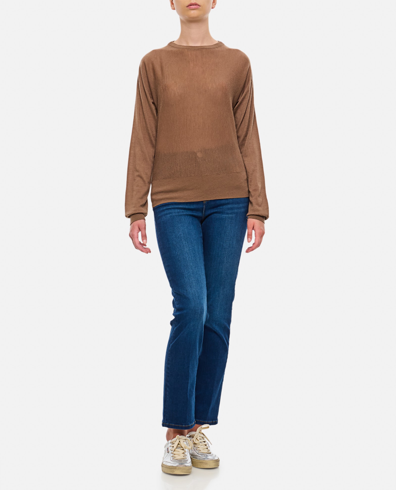 Shop Extreme Cashmere Elleni Cashmere Round Neck Sweater In Brown