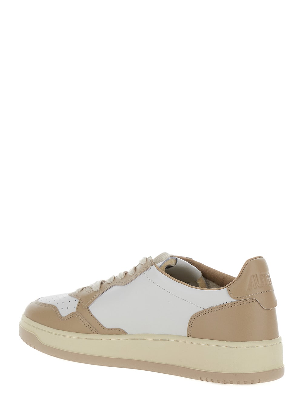 Shop Autry Medalist Low White And Beige Low-top Sneaker In Leather Man