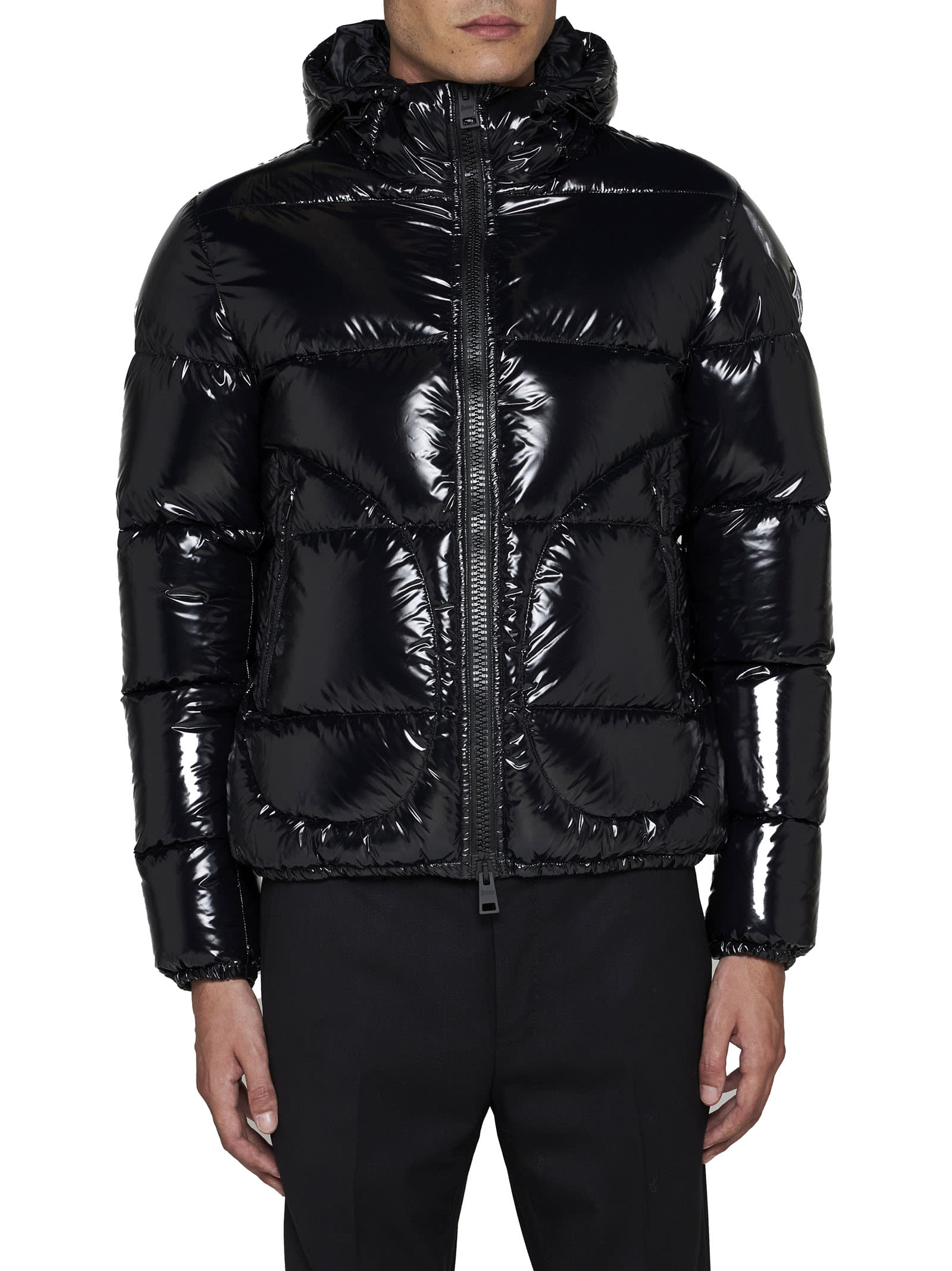 Herno Hooded Shiny Down Jacket In Black