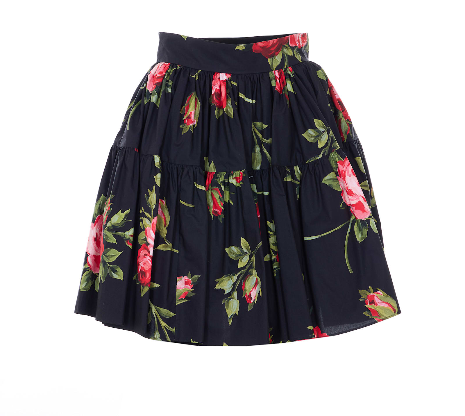 Dolce & Gabbana Black Mini Skirt With Floral Print Dolce E Gabbana