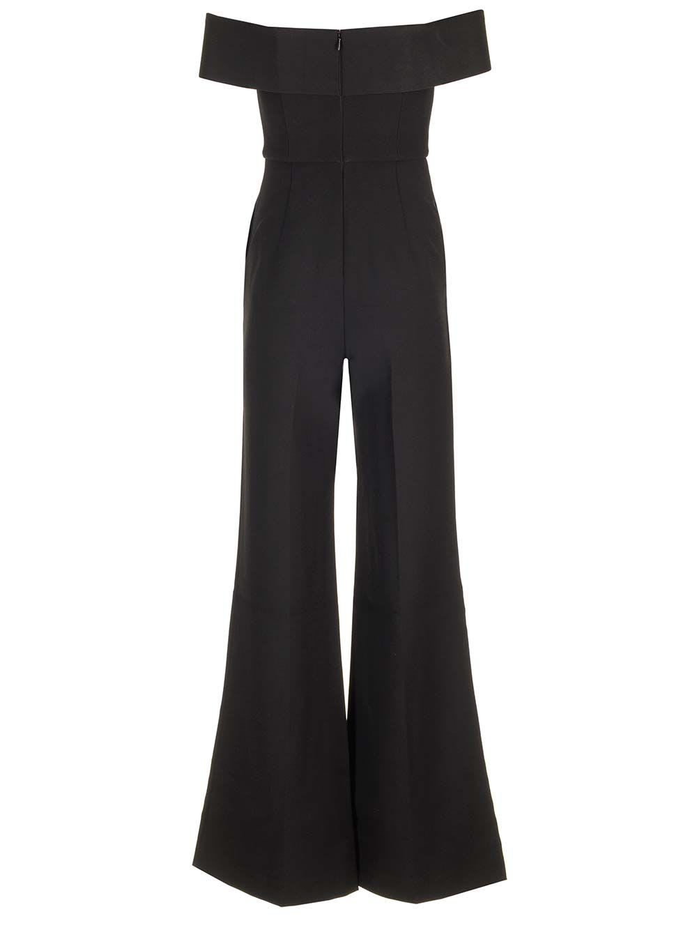 Shop Roland Mouret Off The Shoulder Crepe Jumpsuit Black