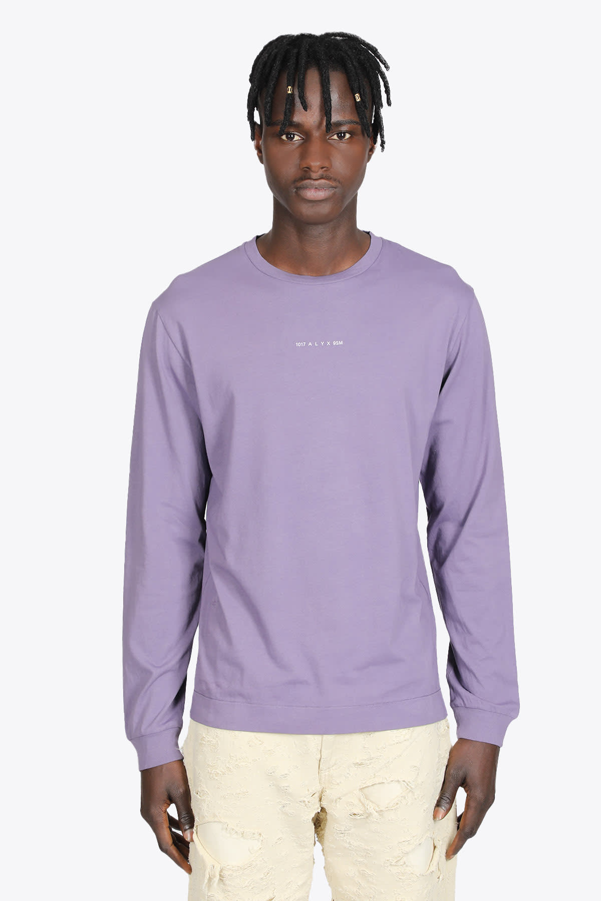 1017 ALYX 9SM Graphic L/s T-shirt Lilac cotton long sleeved t-shirt