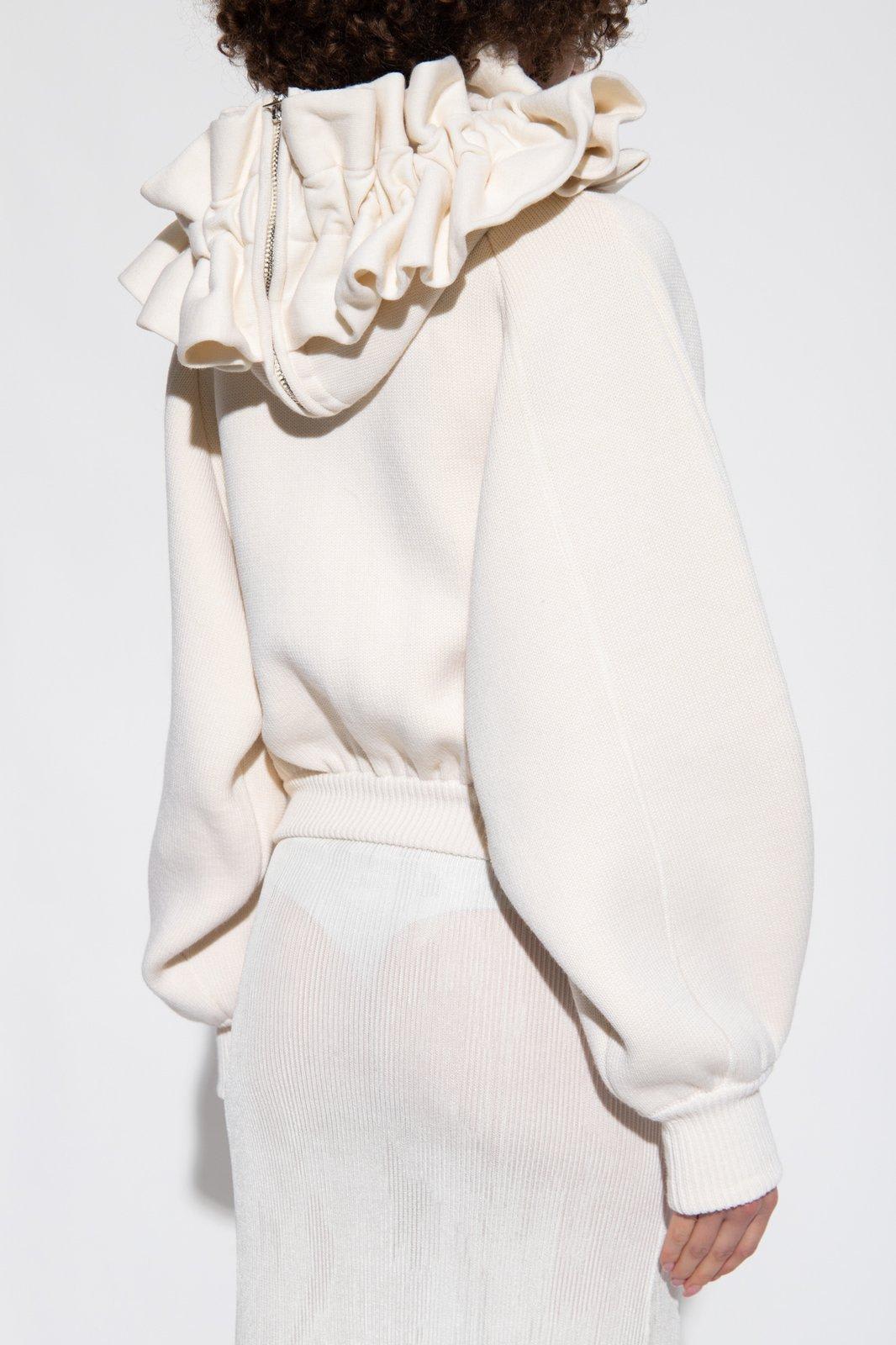 Shop Jacquemus Crinoline Zip-up Hoodie In White