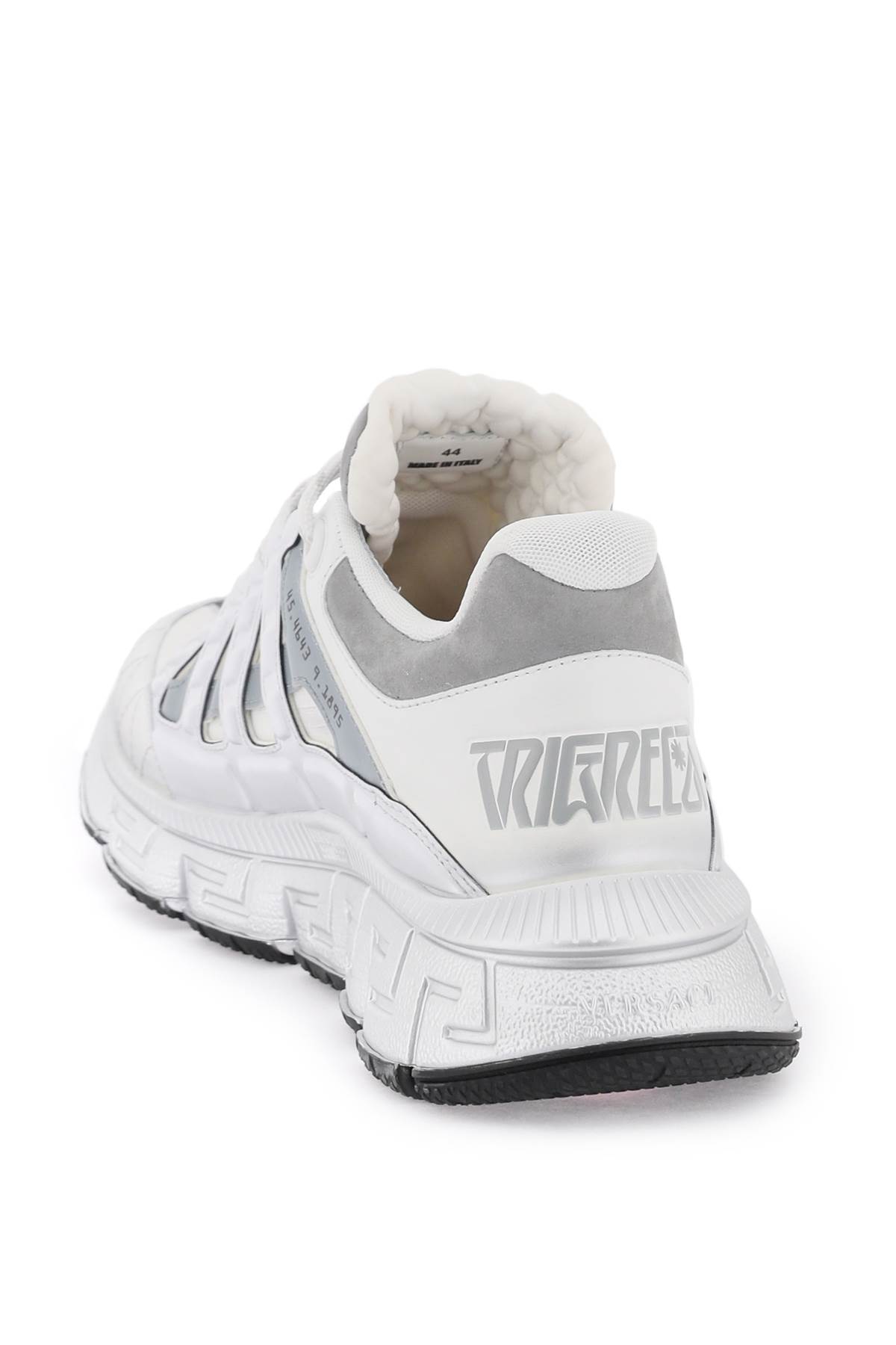 Shop Versace Trigreca Sneakers In White Silver (silver)