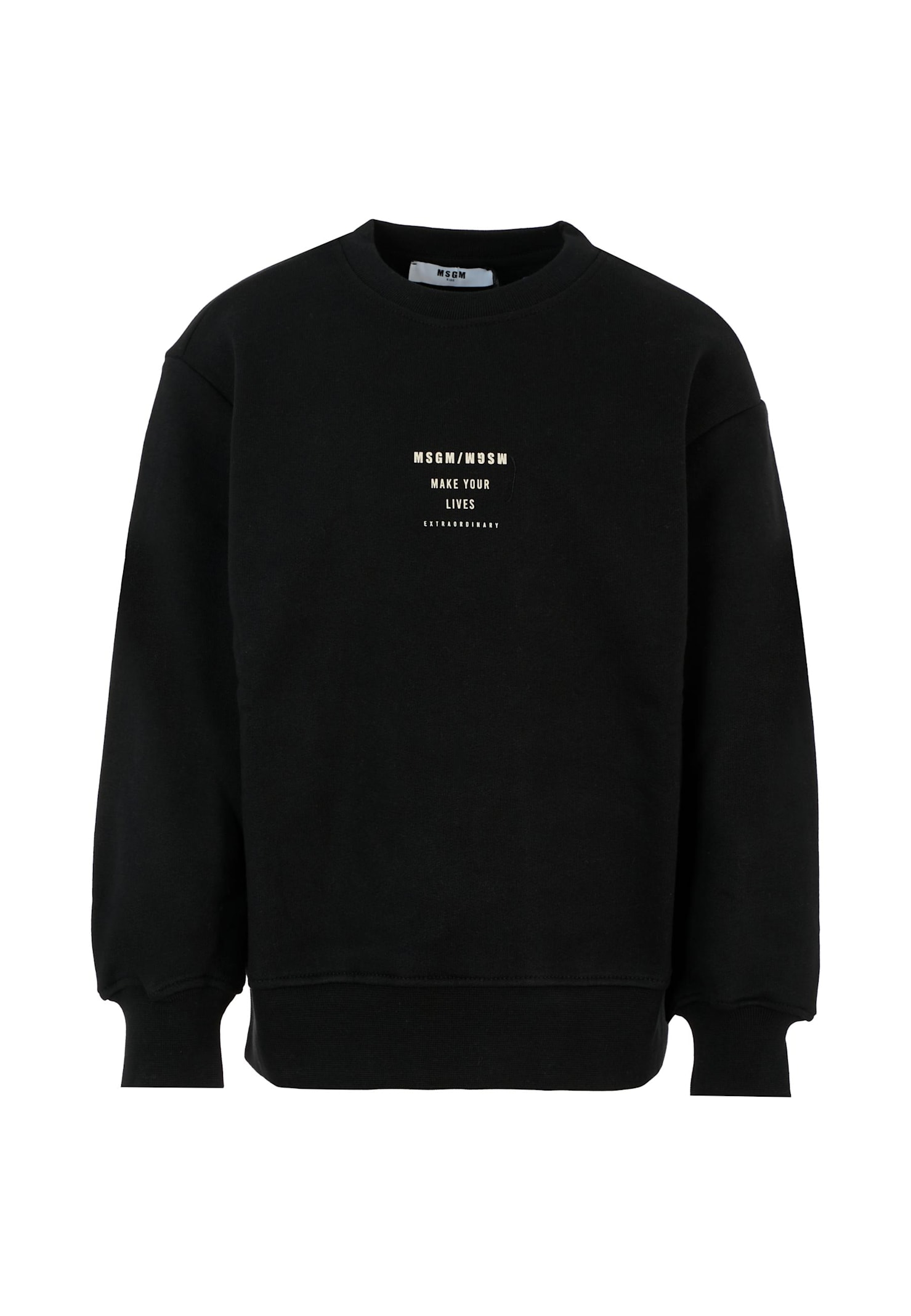 Msgm Black Sweatshirt For Boy With Logo In Black