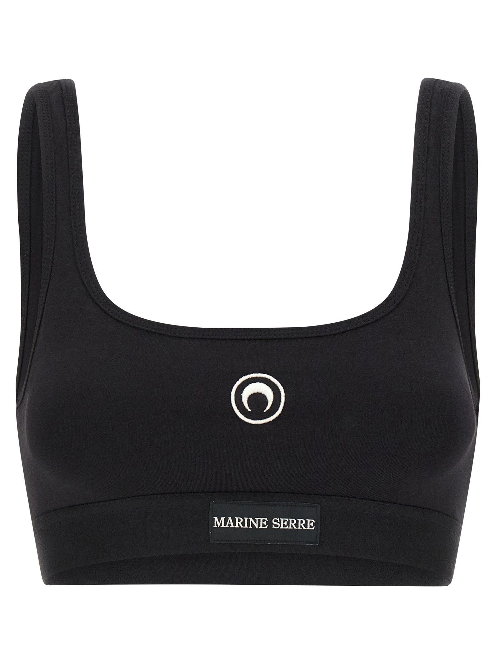 Marine Serre Moon Logo Stretched Jersey Sport Top In Black