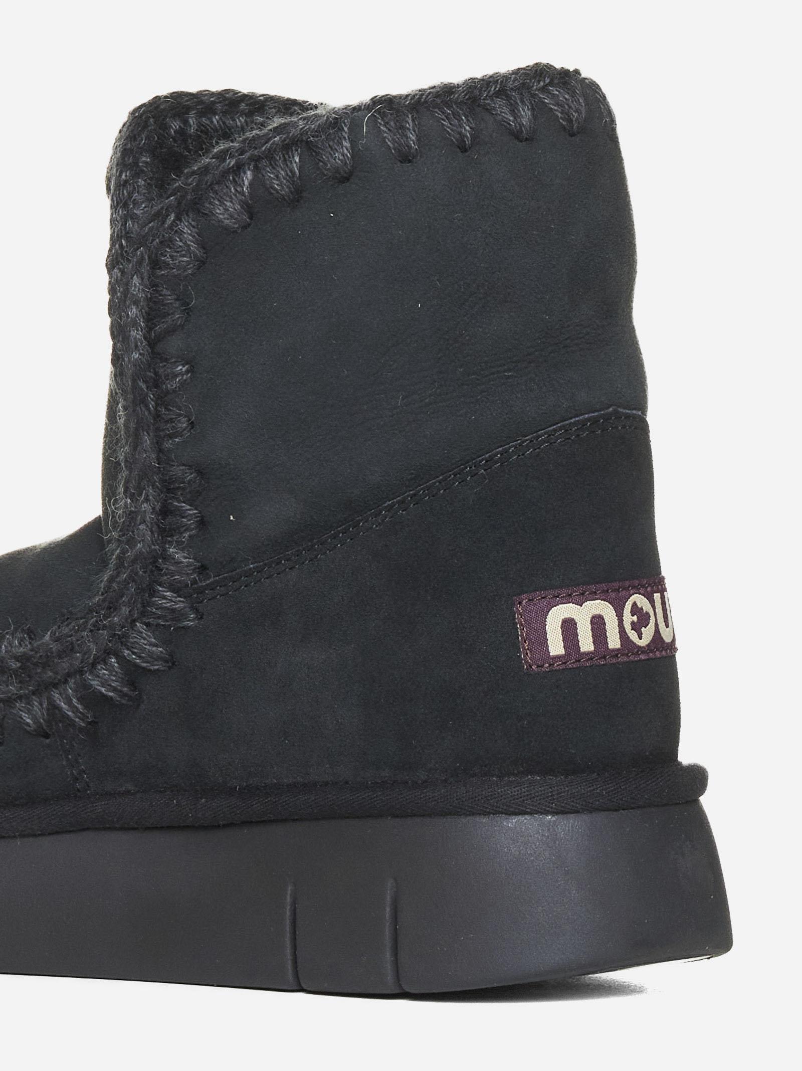 Shop Mou Eskimo Bounce Suede And Shearling Ankle Boots In Black