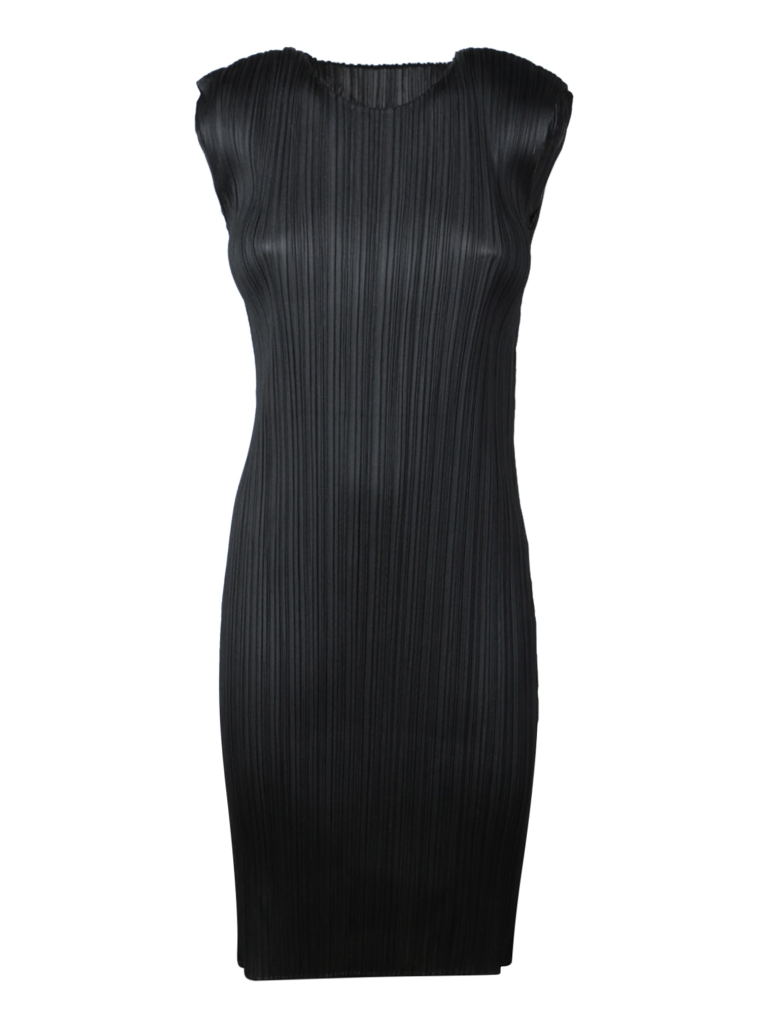 Basic Mini Pleats Black Dress