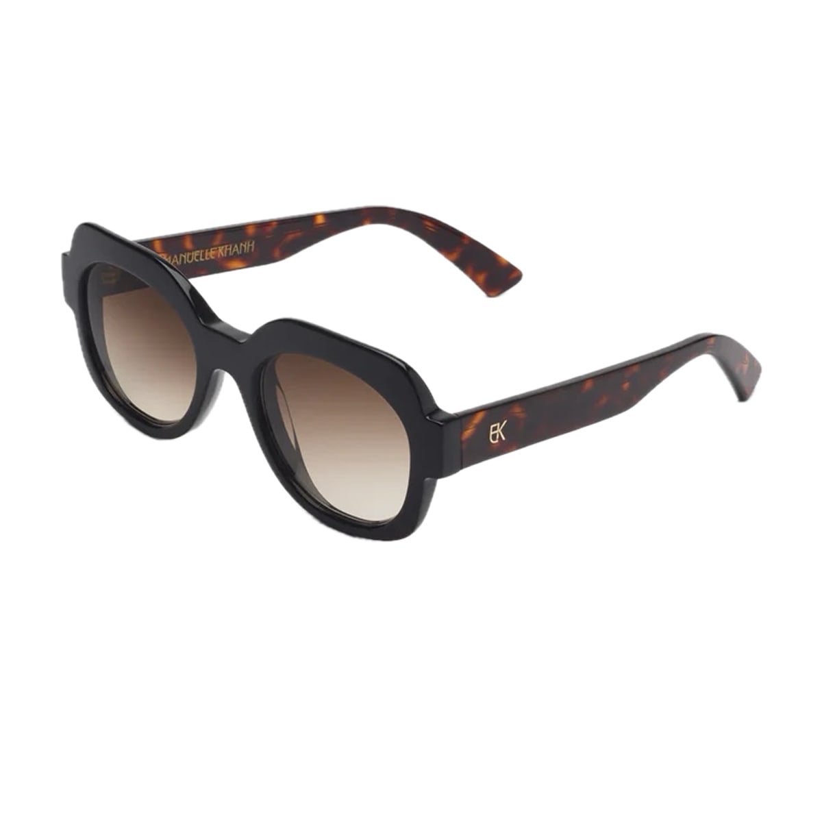 Emmanuelle Khanh Satin 16-18 Nero Tartarugato Sunglasses In Black