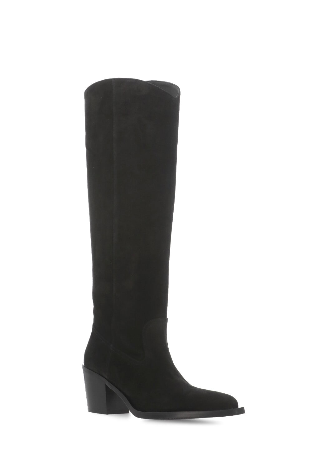 Stuart Weitzman Under-the-knee 5050 Suede And Fabric Boots In Black