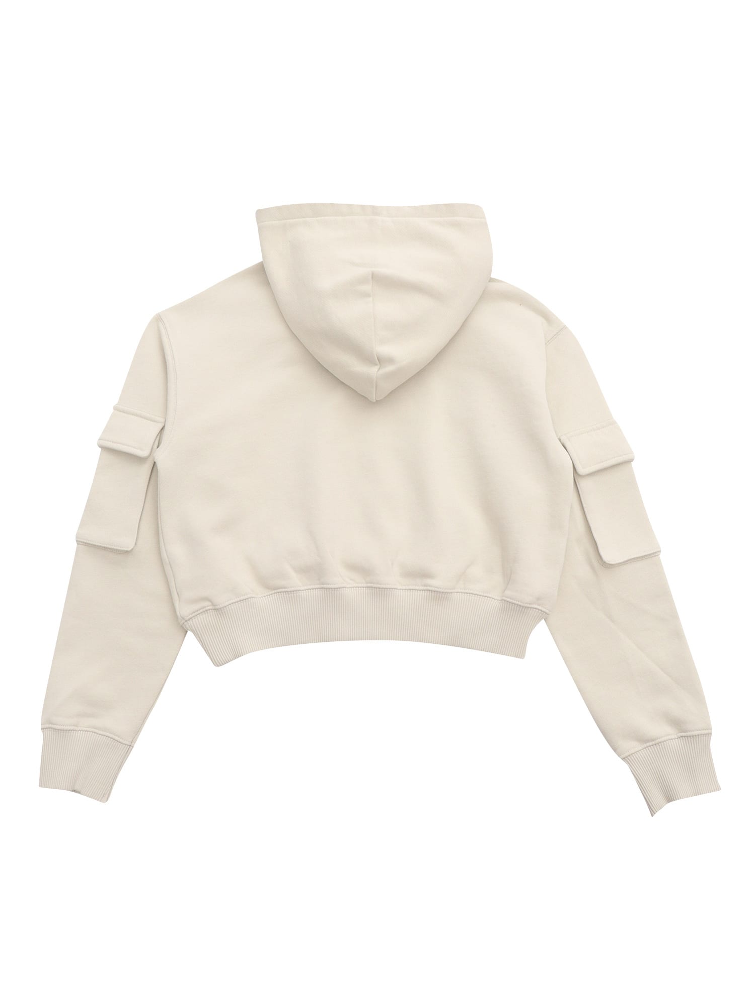 Off-white Cargo Hoodie Crop Light Grey - Silver In Grey