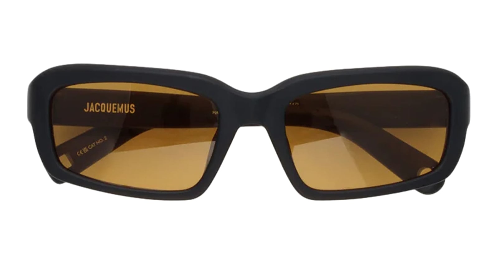 Jacquemus Marino - Matte Black / Amber Lens Sunglasses In Brown