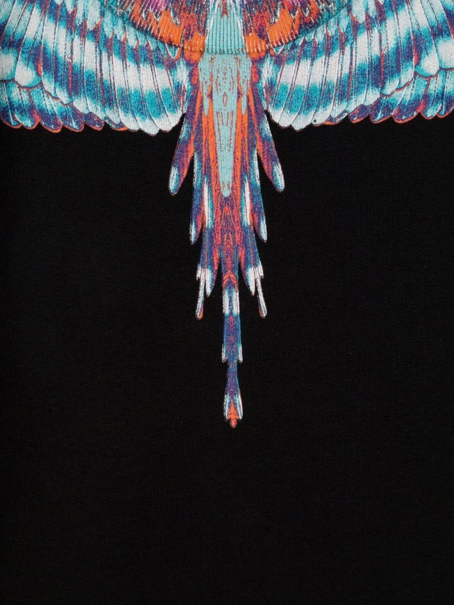 Marcelo Burlon County Of Milan Blue Birds Wings Crewneck In Black