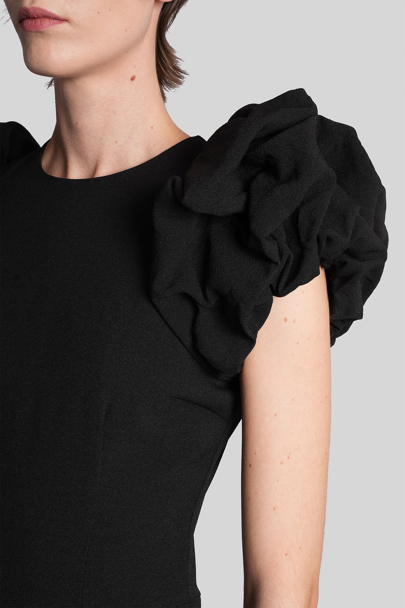 Rotate Birger Christensen Long Dress In Black Polyester In Black