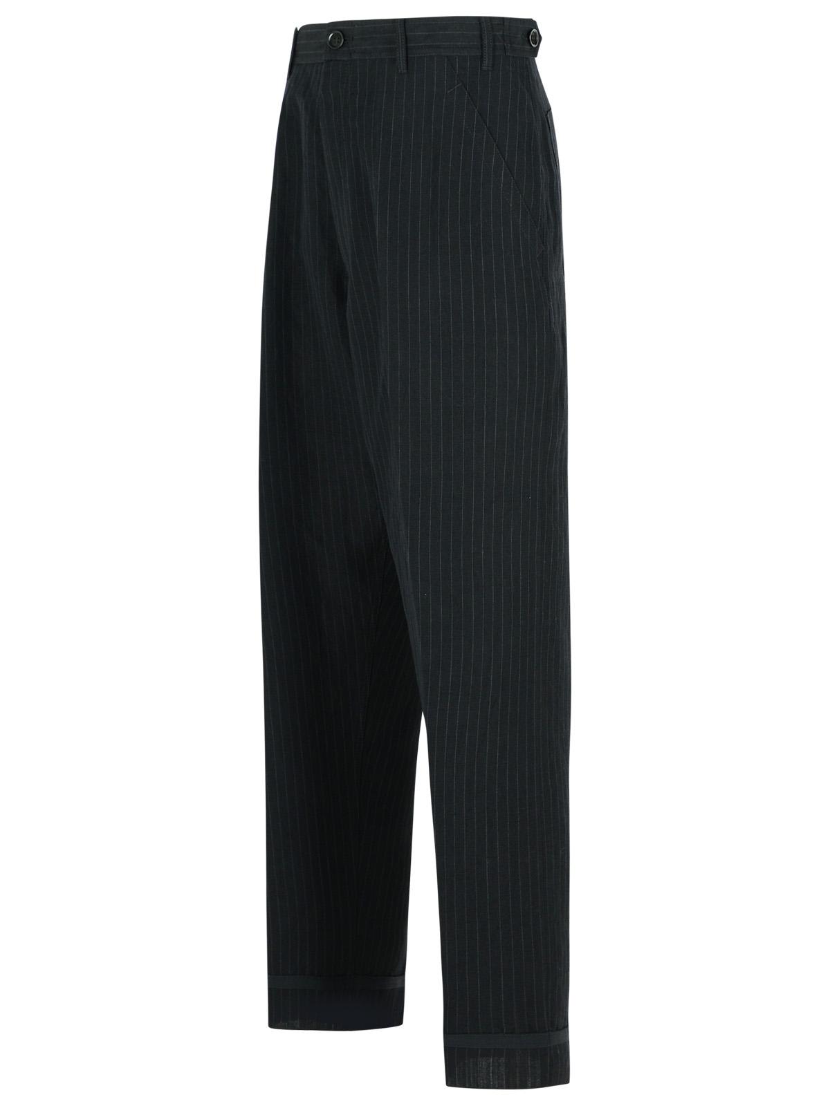 Maison Margiela Linen Blend Trousers Pinstripe Pattern In Black