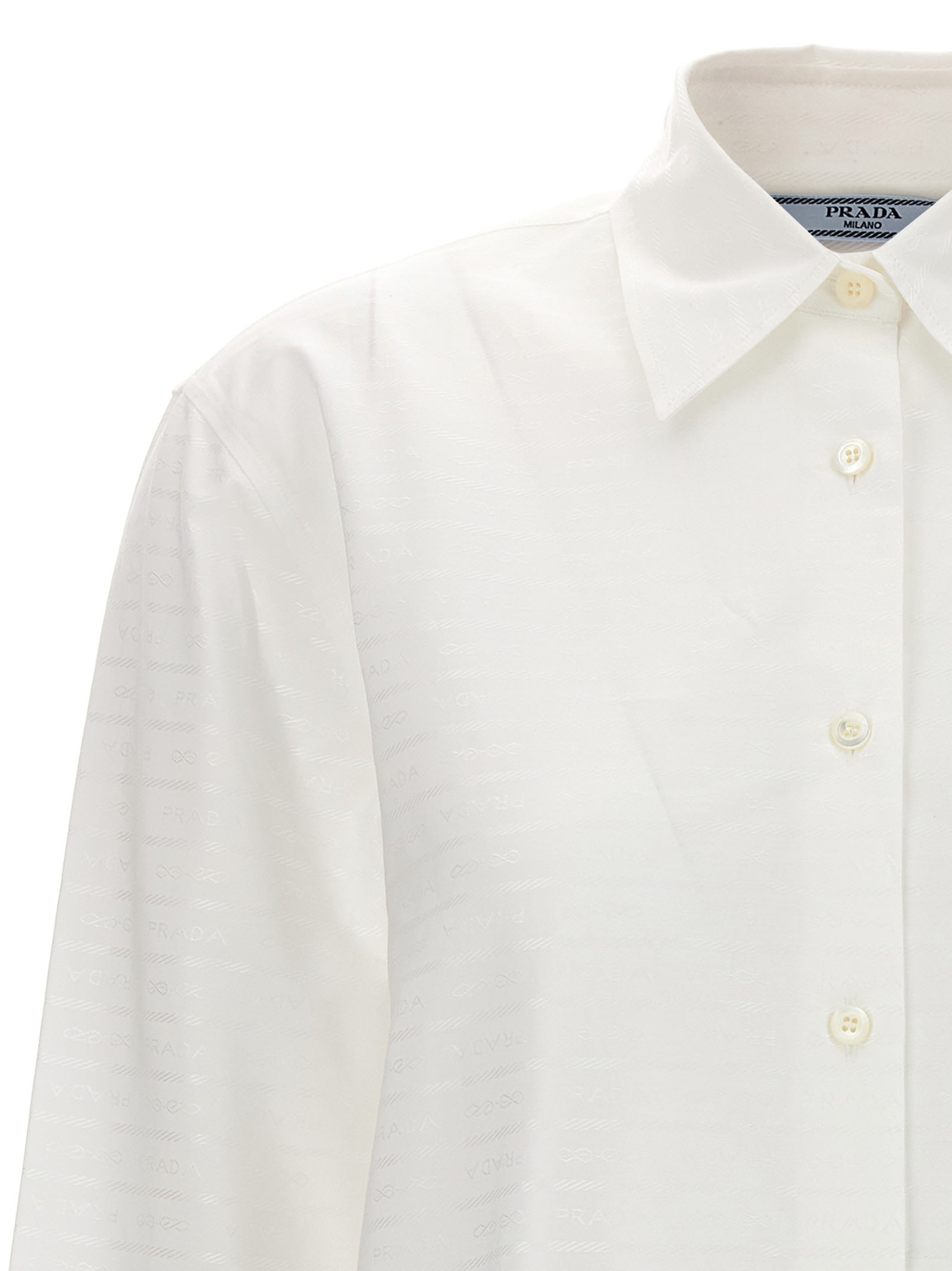 Shop Prada Jacquard Logo Shirt In Bianco