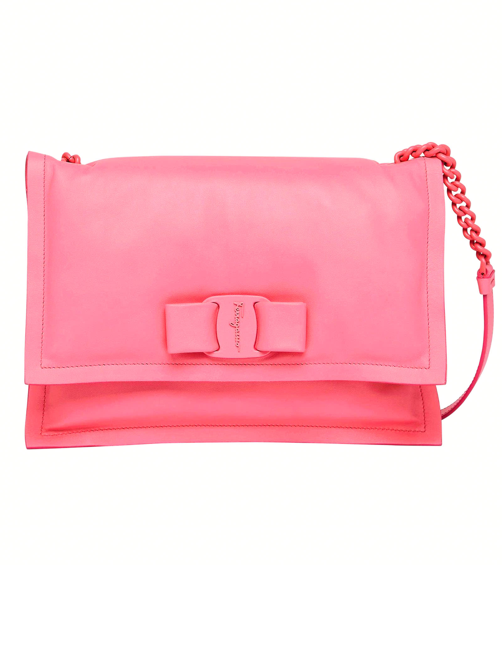 Salvatore Ferragamo Pink Leather Viva Bow Shoulder Bag