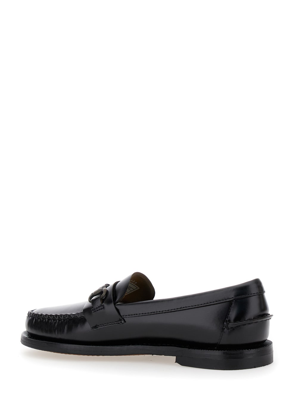 Shop Sebago Joe Black Pull-on Loafers With Horsebit Detail In Leather Man