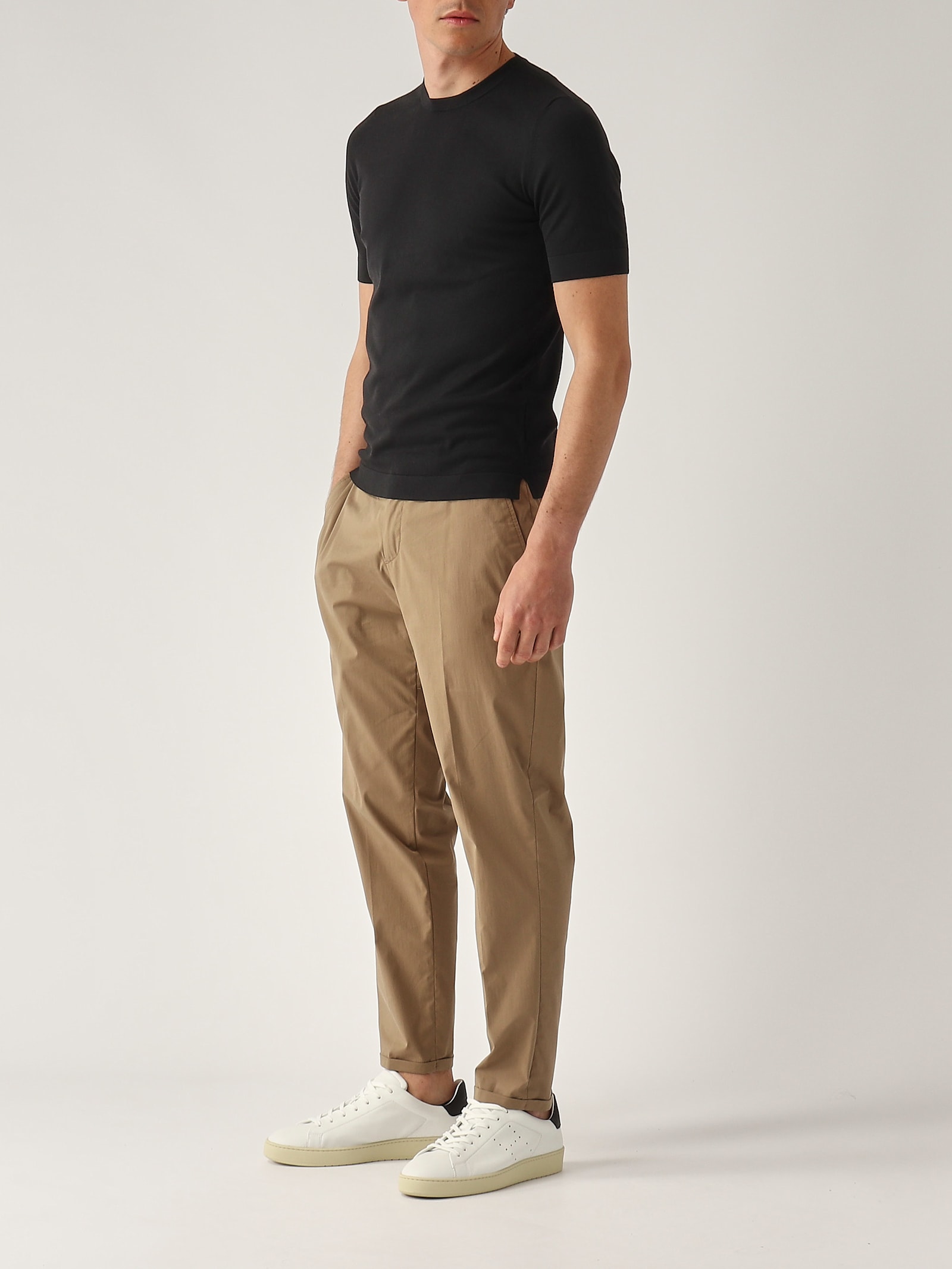 Gran Sasso T-shirt M/c Retta In Filo Cotone Organico T-shirt In Black