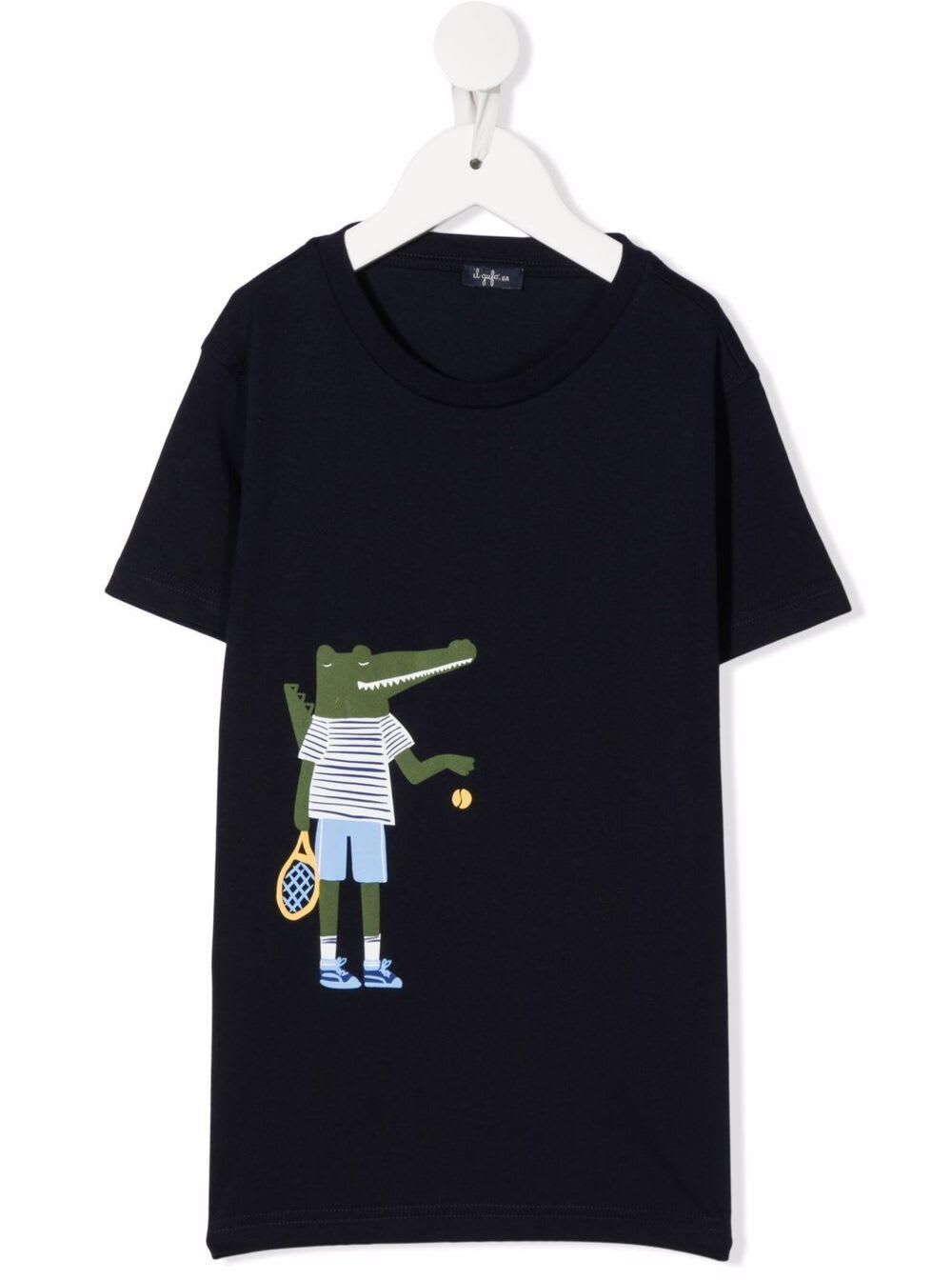 Il Gufo Kids Baby Boys Oversize Blue Cotton T-shirt With Crocodile Print
