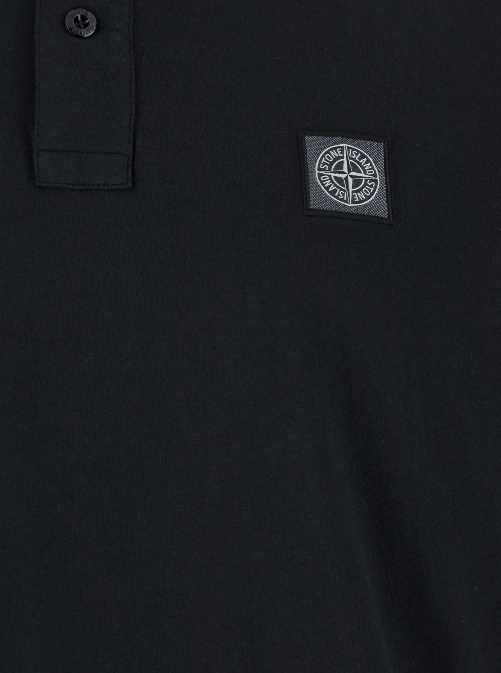 STONE ISLAND BLACK POLO SHIRT WITH LOGO PATCH ON THE FRONT IN COTTON MAN