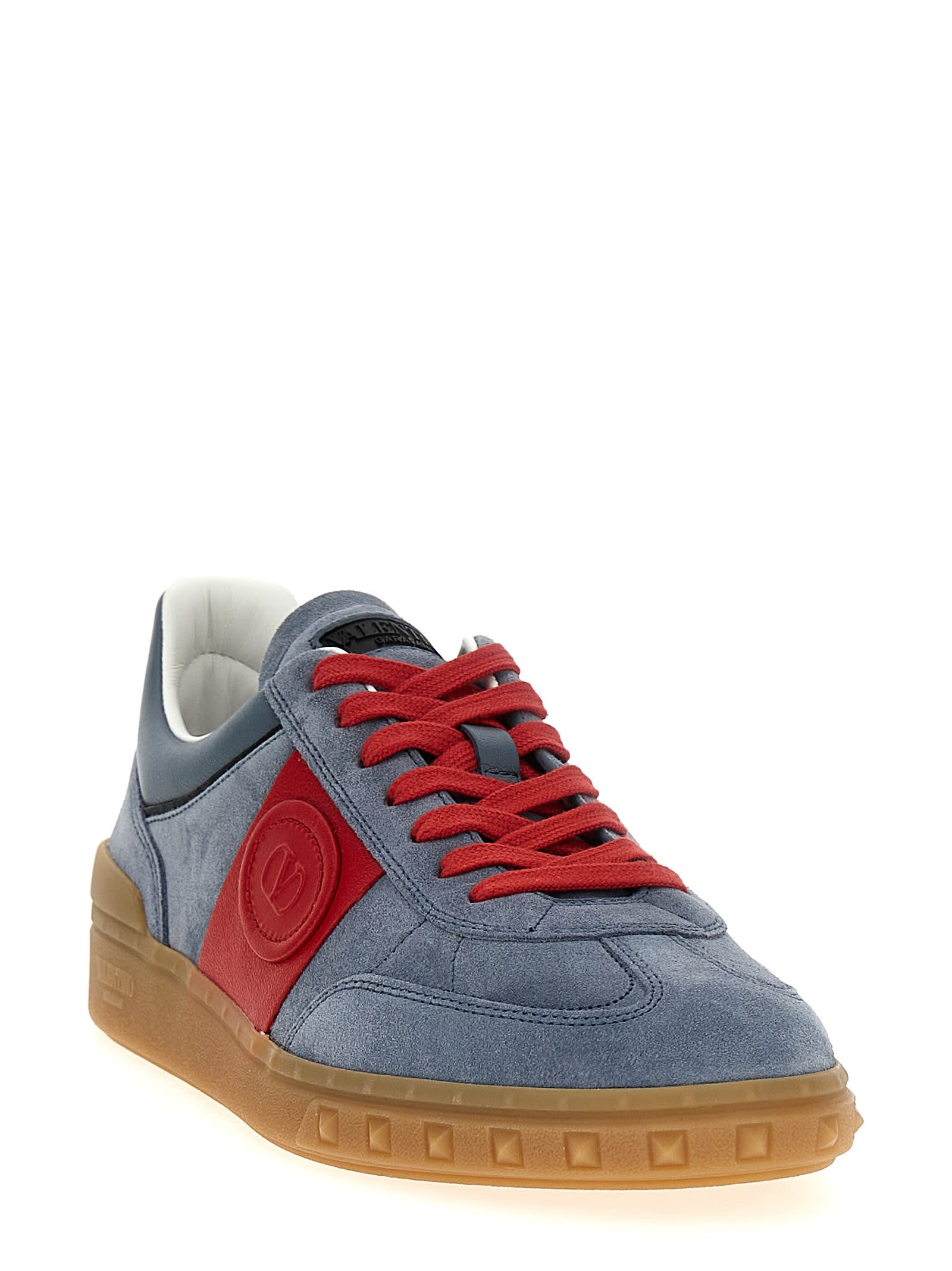 Valentino Garavani Men Upvillage Low Top Sneaker In Split Leather And Calfskin Nappa Leather In Multicolor