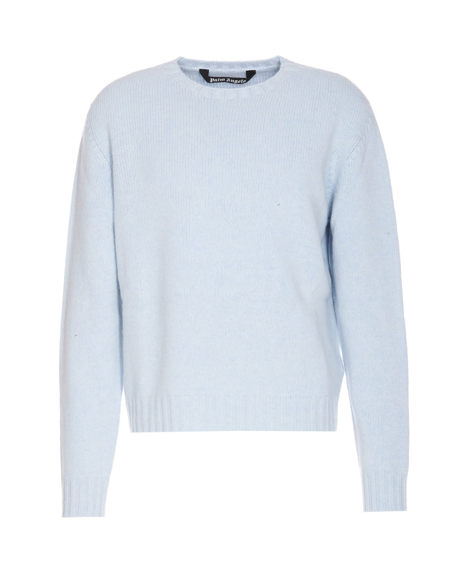 Shop Palm Angels Curved Logo Sweater In Azzurro