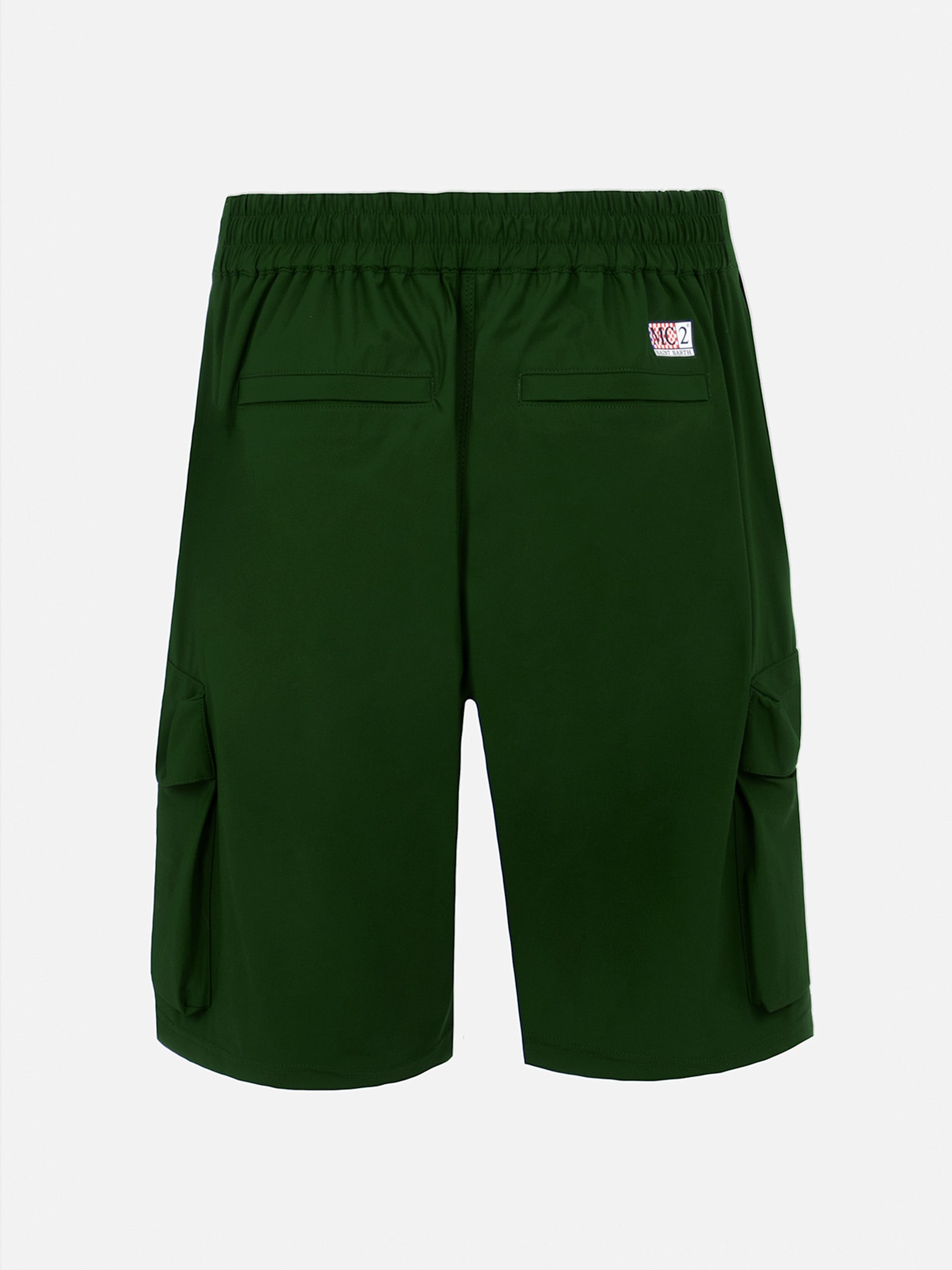 Mc2 Saint Barth Military Green Technic Fabric Bermuda Shorts Deck In Green