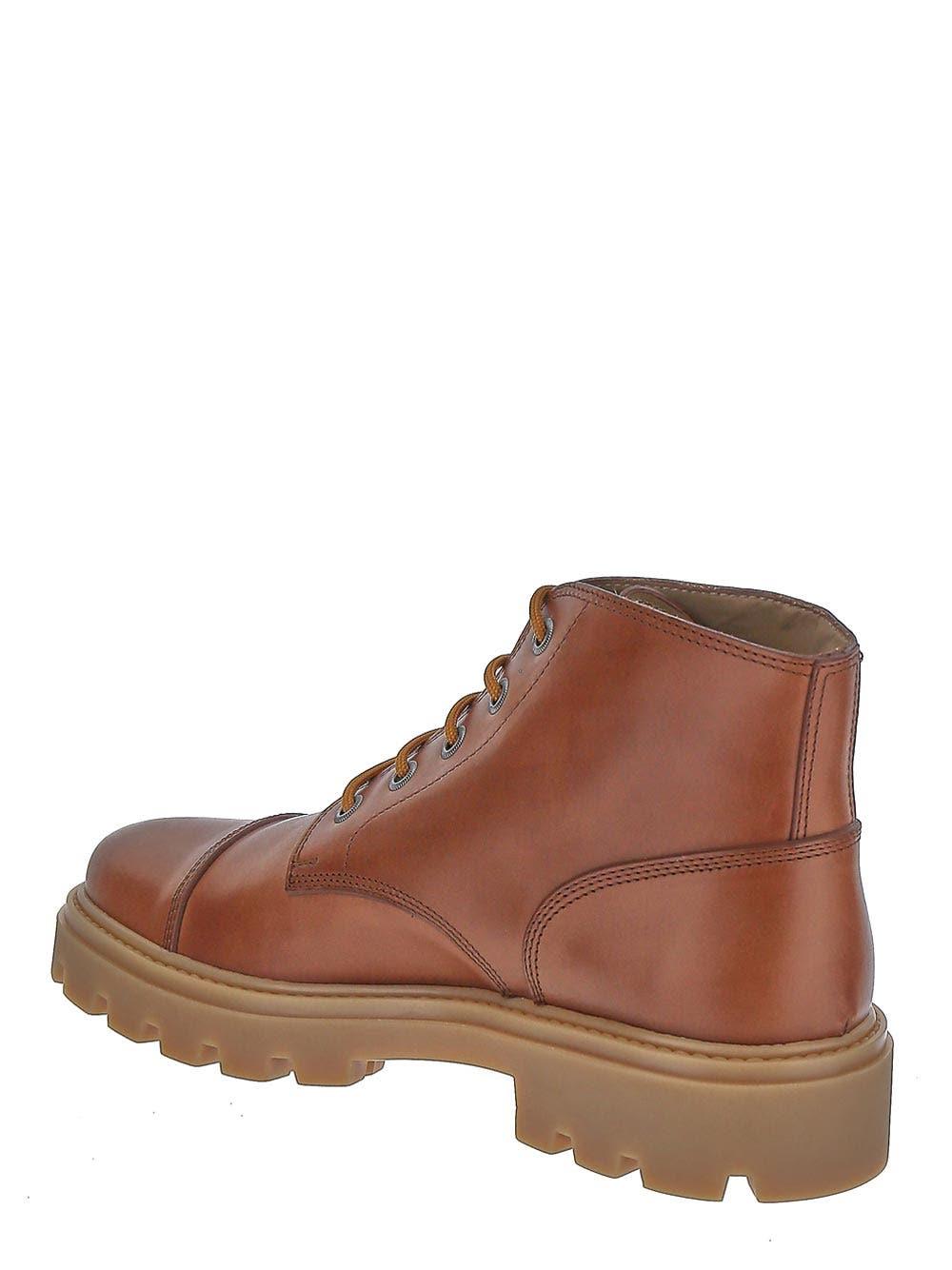 Tod's Lace-up Leather Ankle Boots In Brown