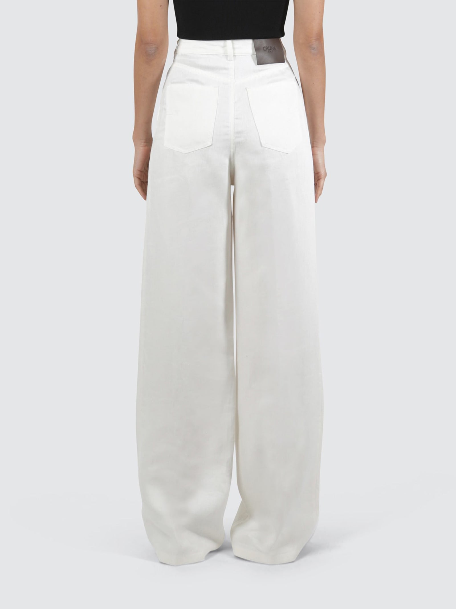 Shop Cruna White Flare Trousers In Burro