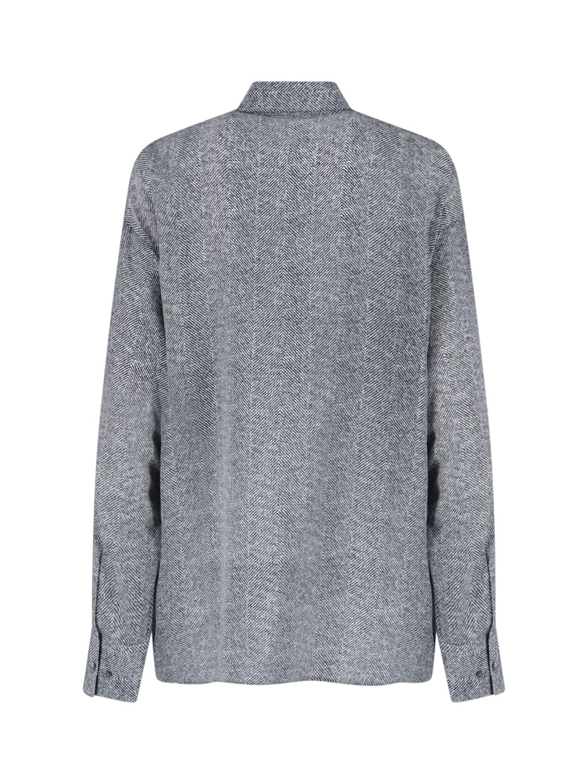 Ermanno Scervino Casual Long Sleeve Herringbone Pattern Top In Gray