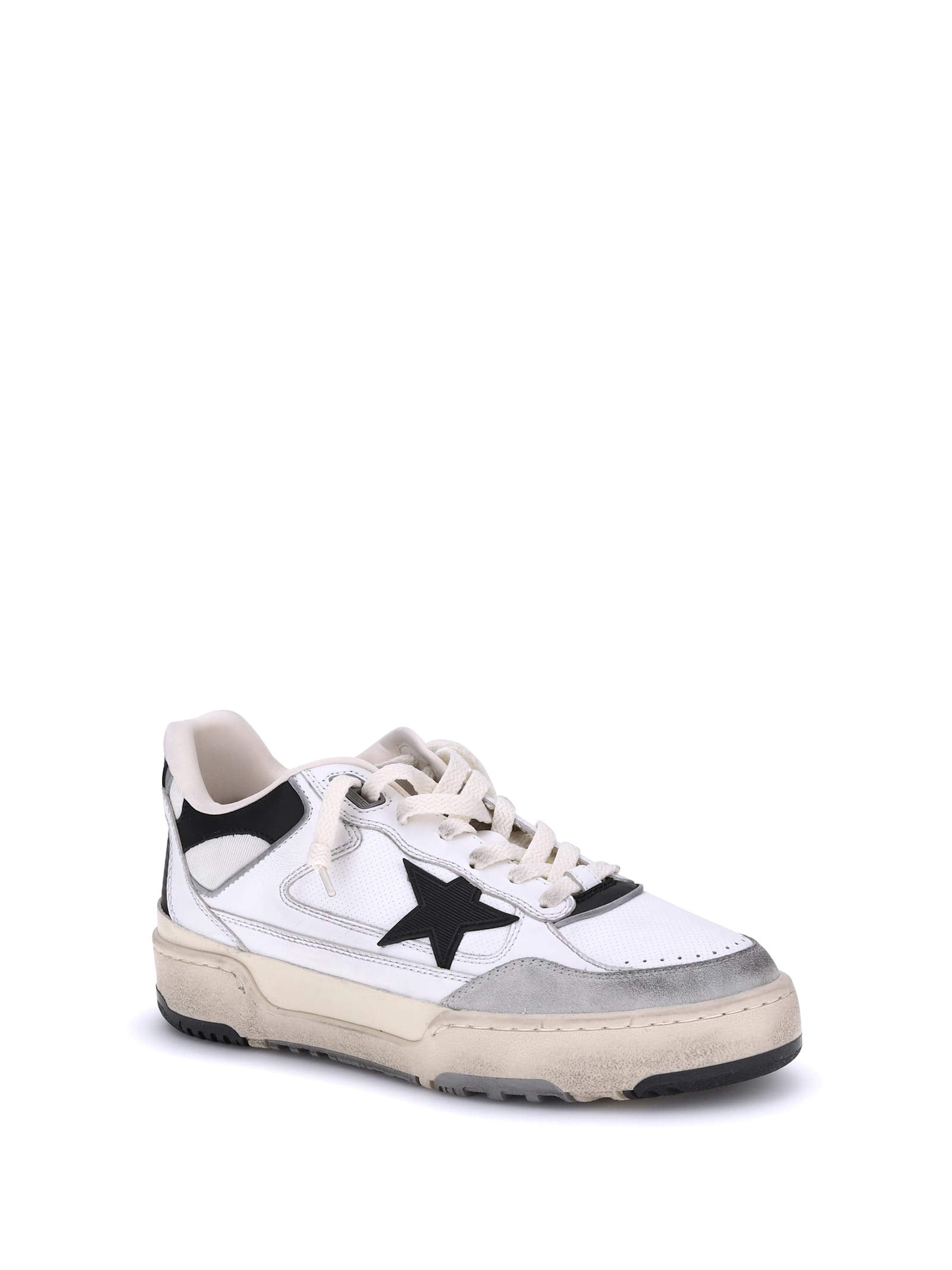 Golden Goose Forty 2 Sneakers In White Leather And Fabric In Multi