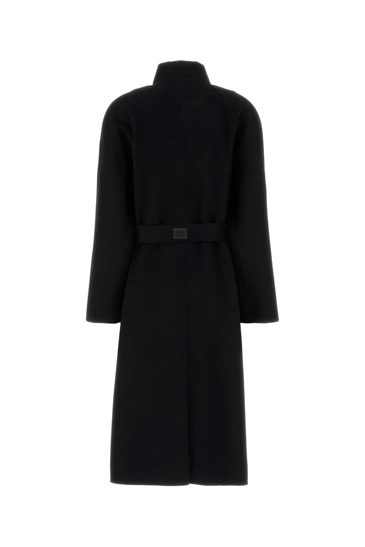 Loewe Black Wool Blend Coat In Black