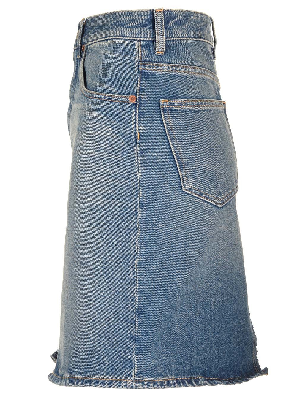 Shop Mm6 Maison Margiela Denim Midi Skirt In Blue