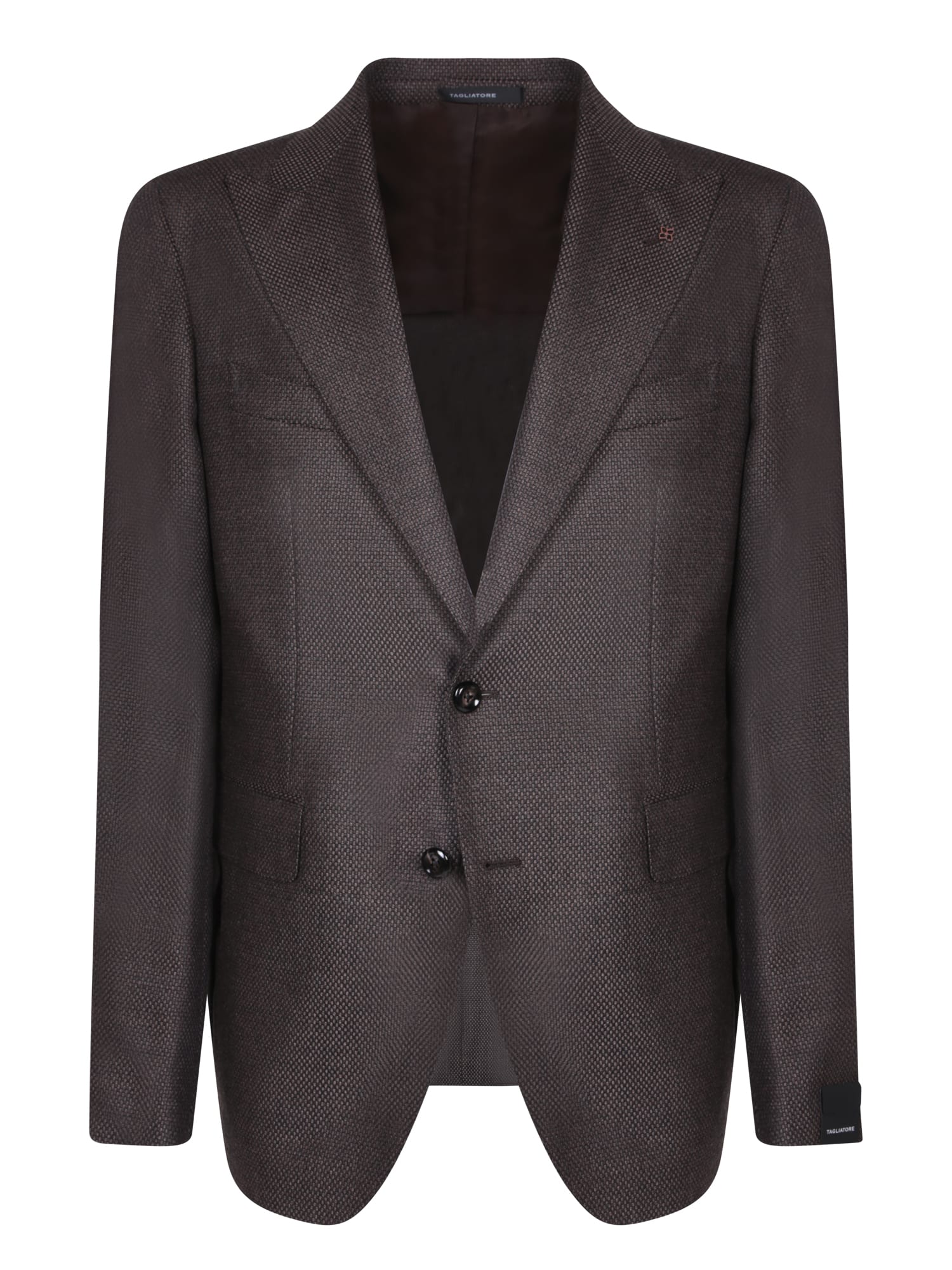 Shop Tagliatore Vesuvio Hopsack Brown Jacket