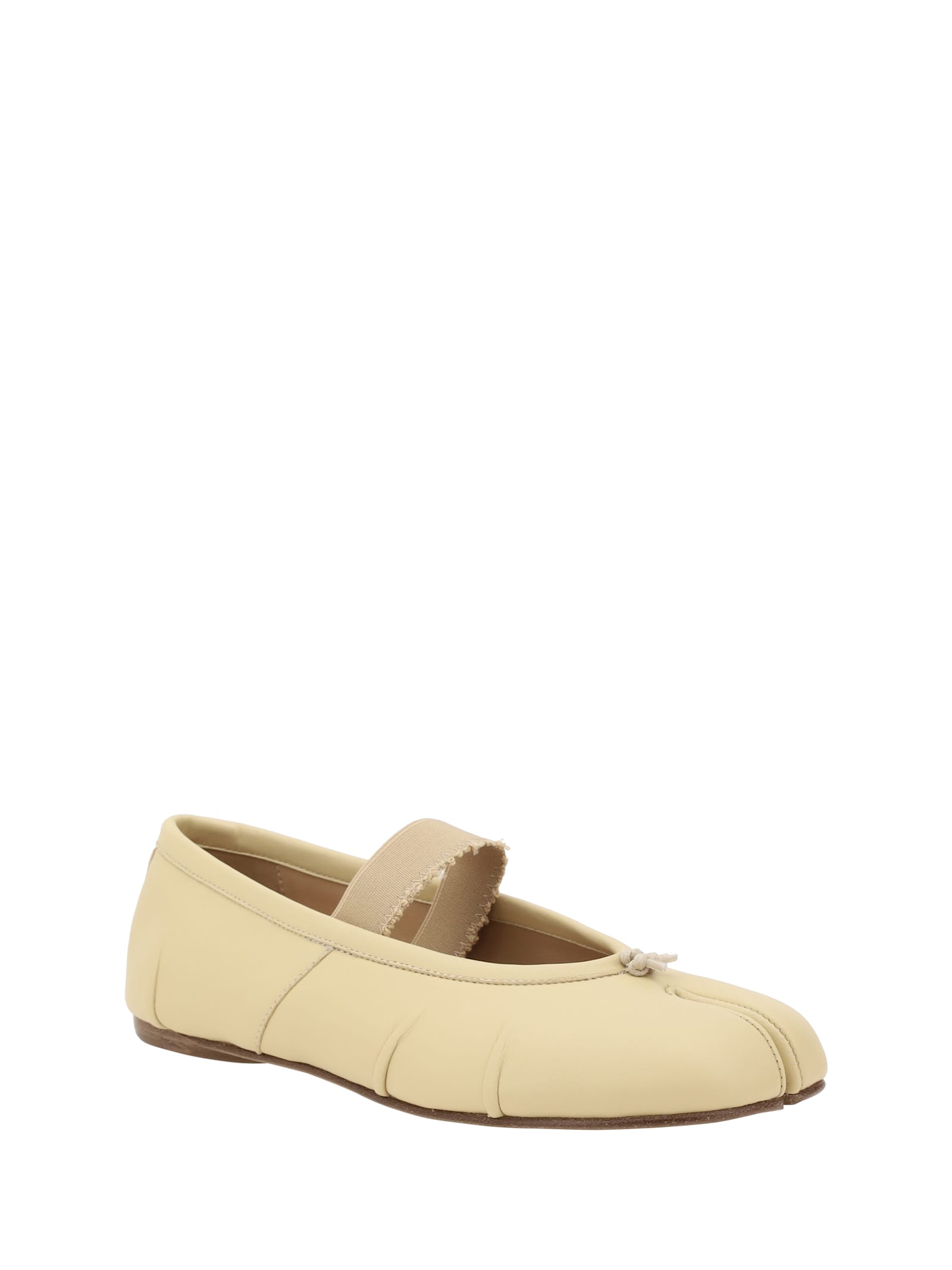 Maison Margiela Tabi Split-toe Leather Ballet Flats In Blè/nude