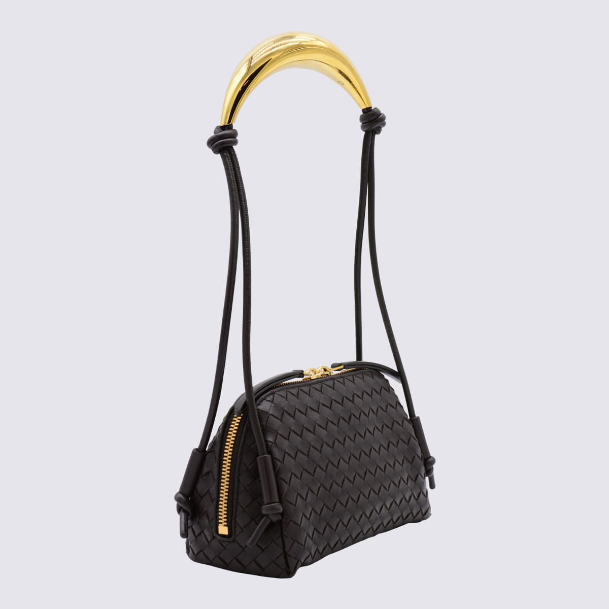 Bottega Veneta Black Leather Concert Pouch In Pink