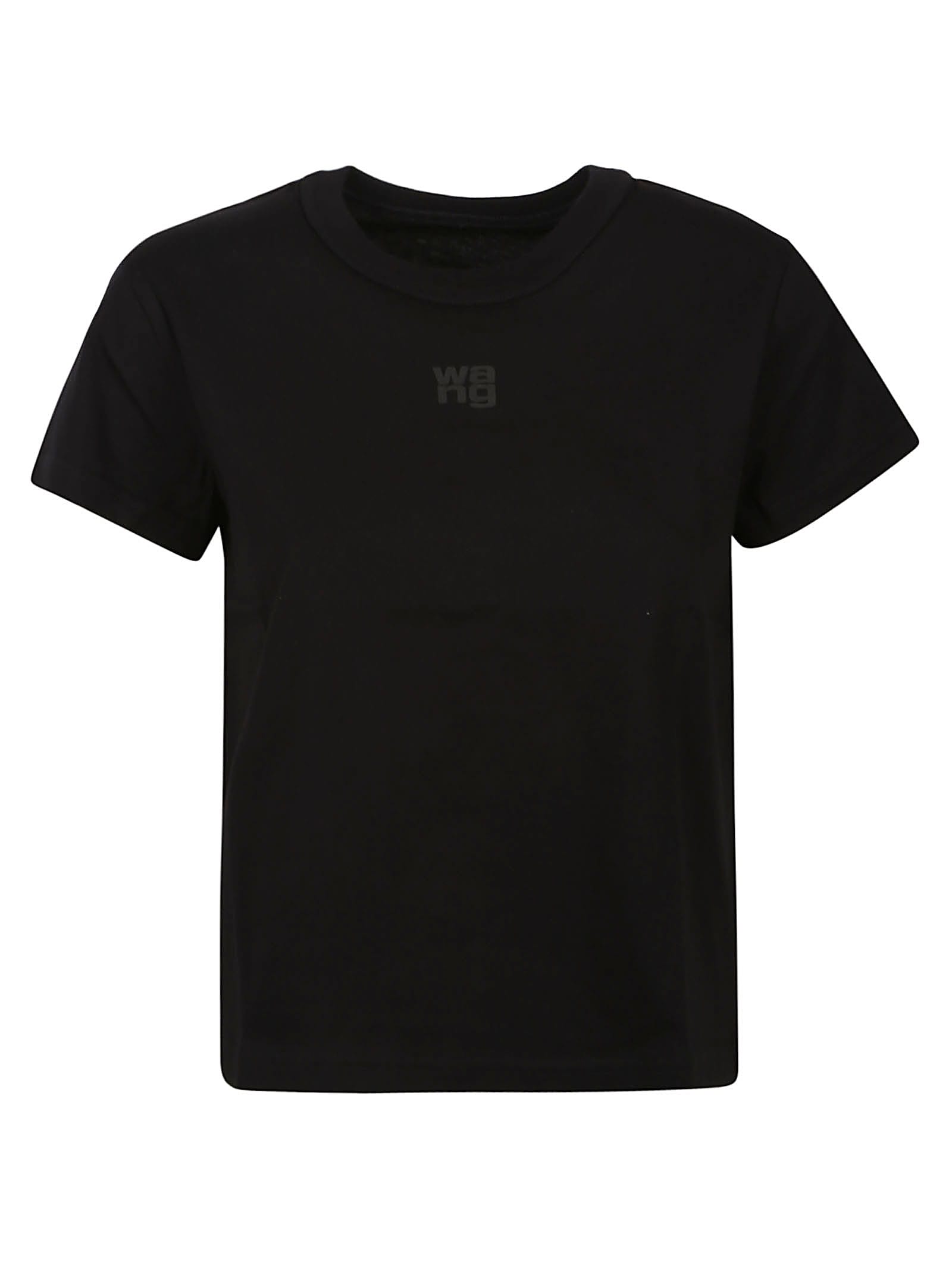Shop Alexander Wang T Puff Logo Bound Neck Essential Shrunk T-shirt In Black