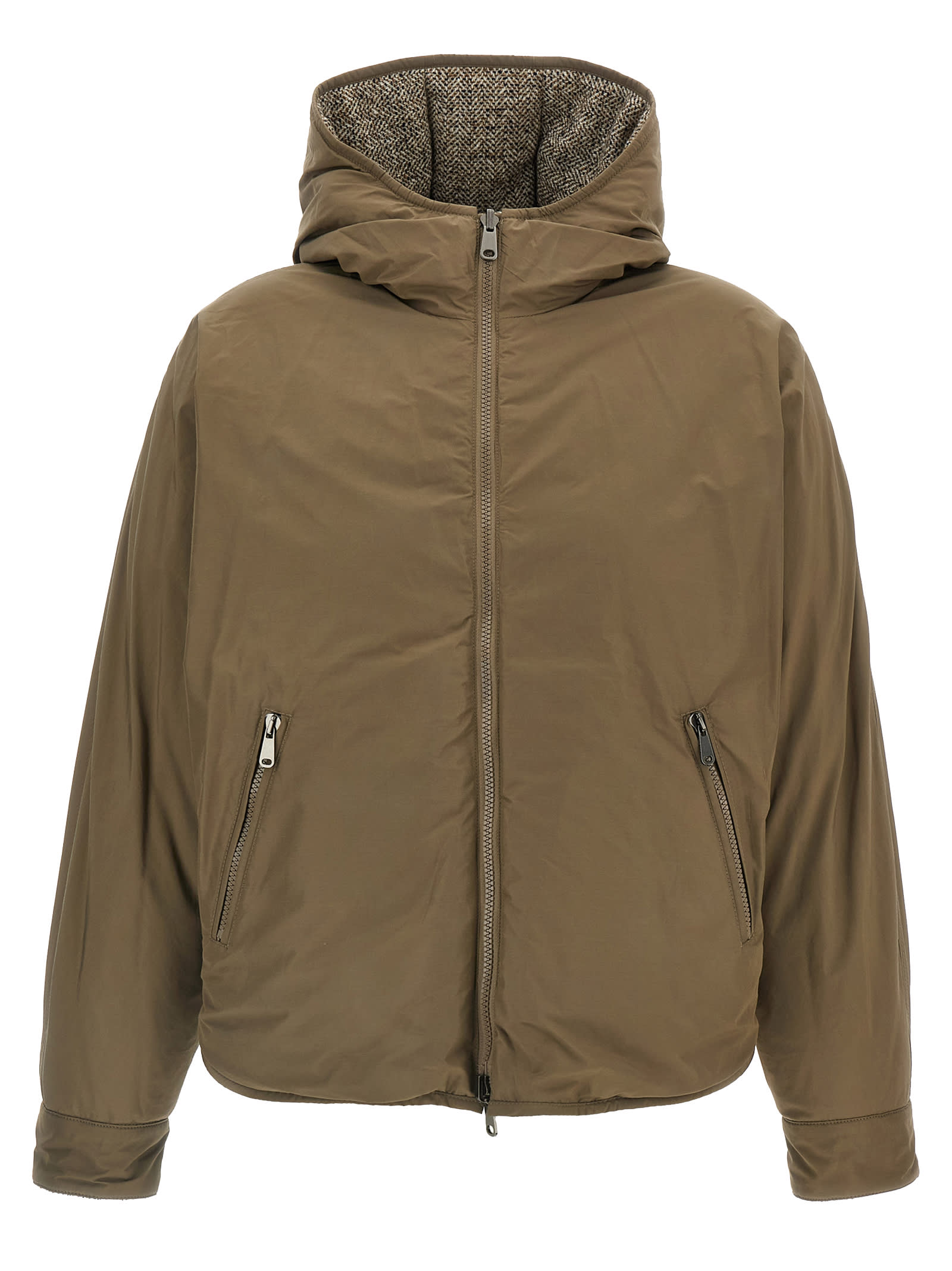 Brunello Cucinelli Reversible Down Jacket Puffer Jackets Multicolor In Brown