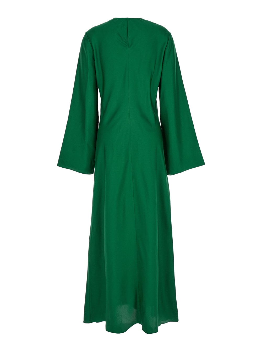 Shop Rohe Green Long Crewneck Dress In Silk Woman