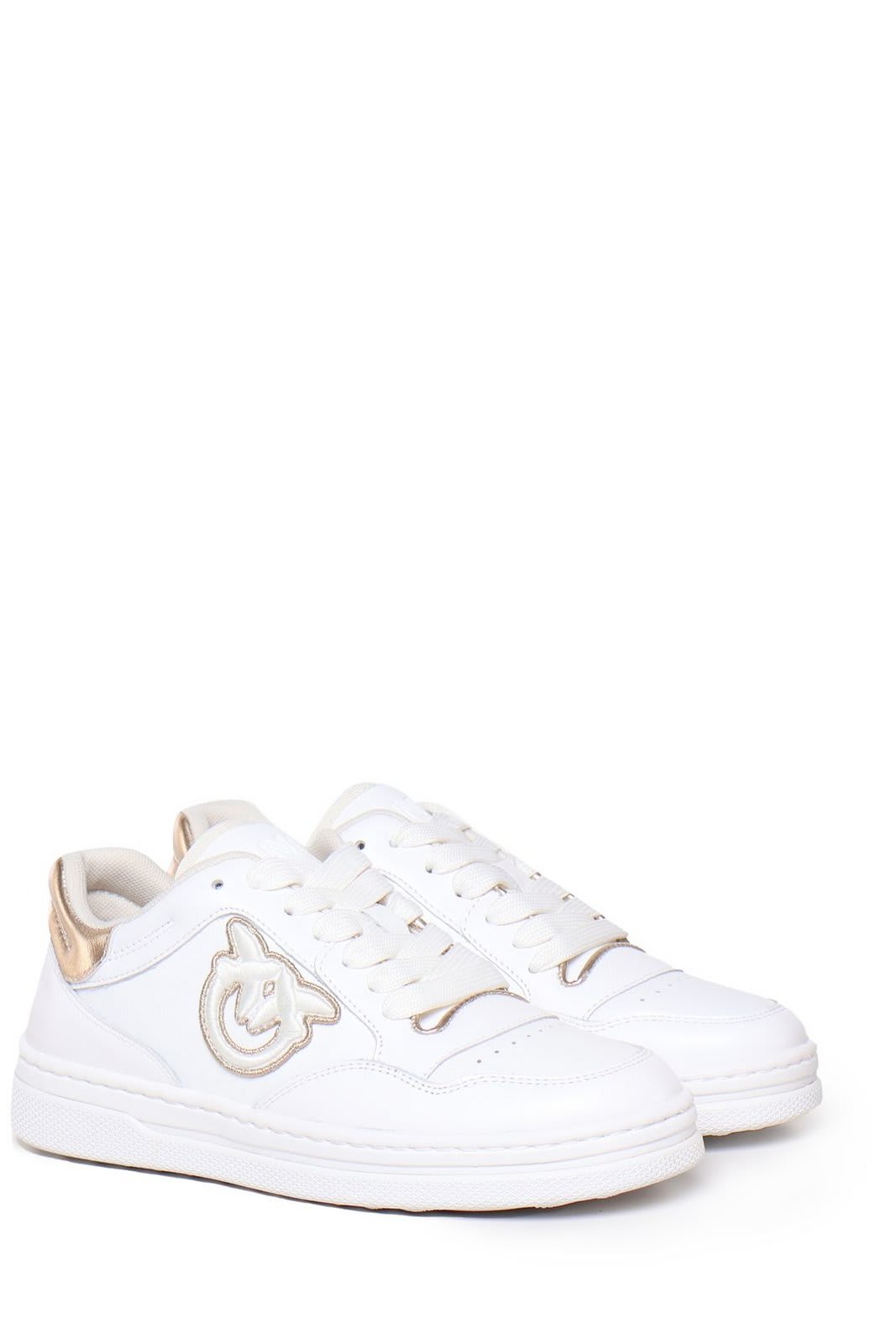 Shop Pinko Mandy 01 Low-top Sneakers In Bianco E Oro