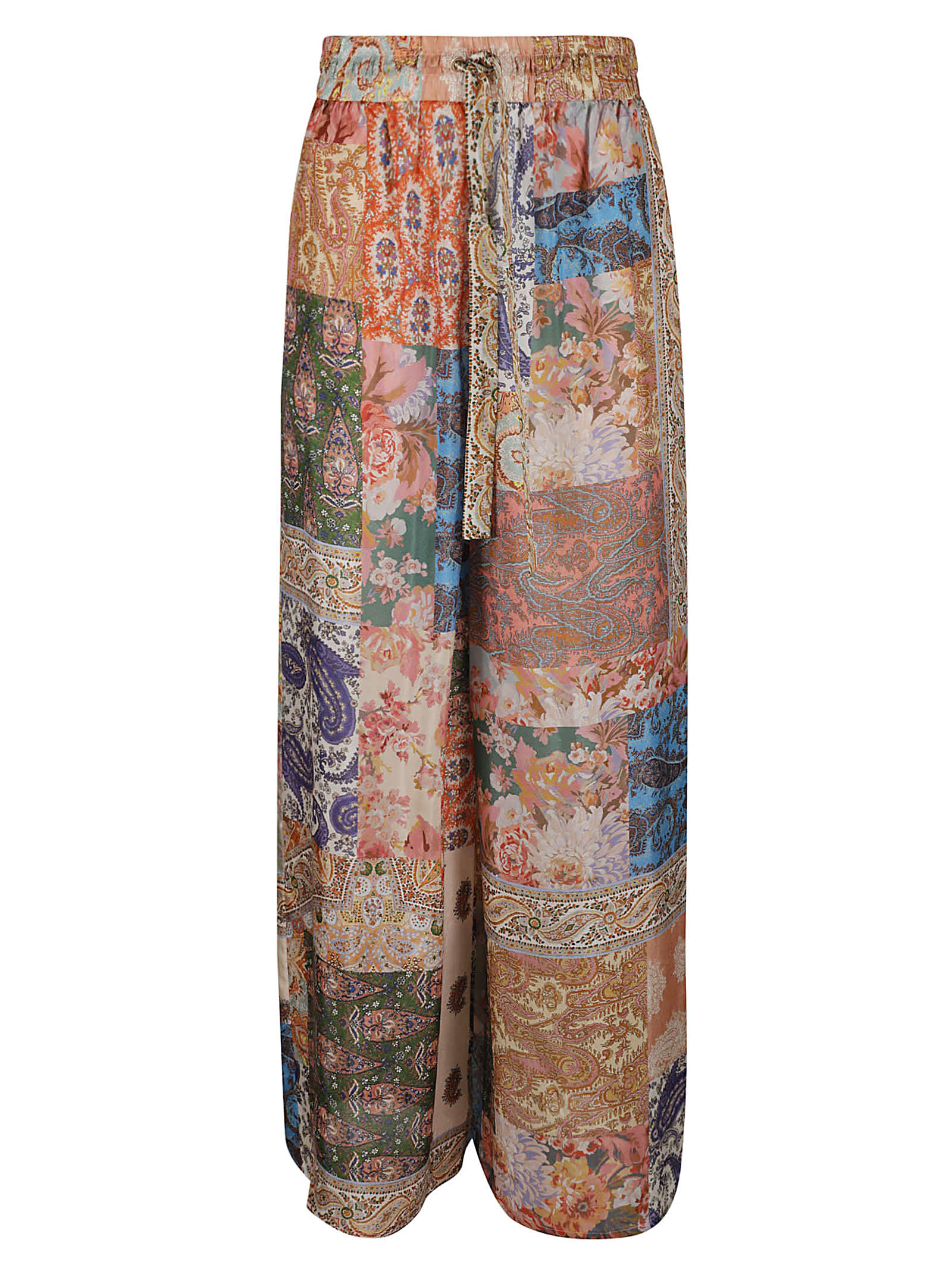 Shop Zimmermann Devi Relaxed Trousers In Patch Paisley