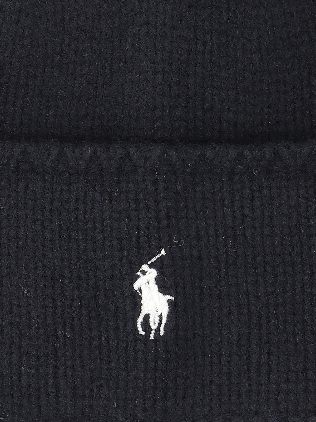 Ralph Lauren Polo Pony Beanie In Black Wool In Black