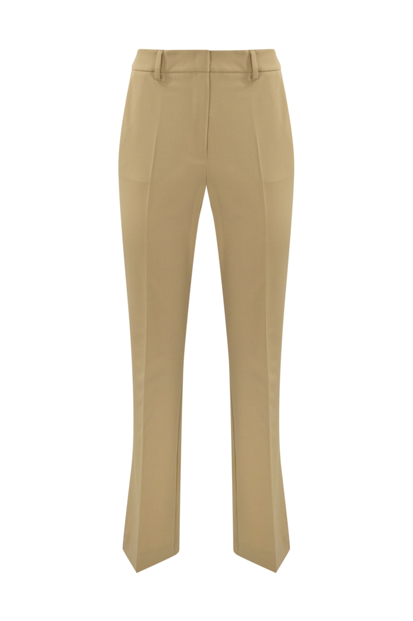 Shop Weekend Max Mara Estasi Straight Trousers In Technical Wool In Beige