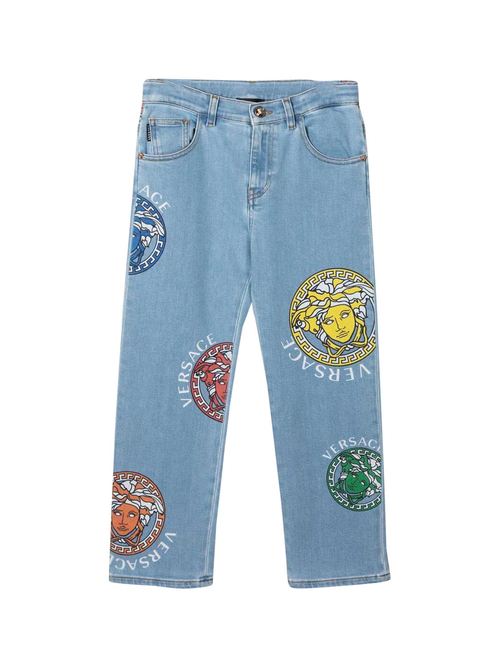 Versace Straight Jeans With Medusa Young Print