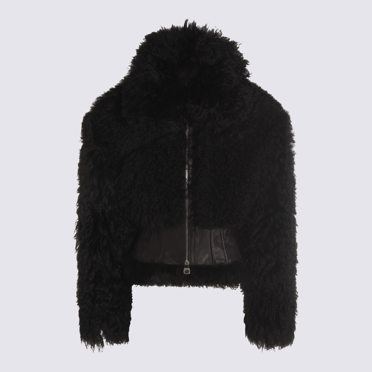 Blumarine Long-sleeved Hooded Cotton Jacket In Black