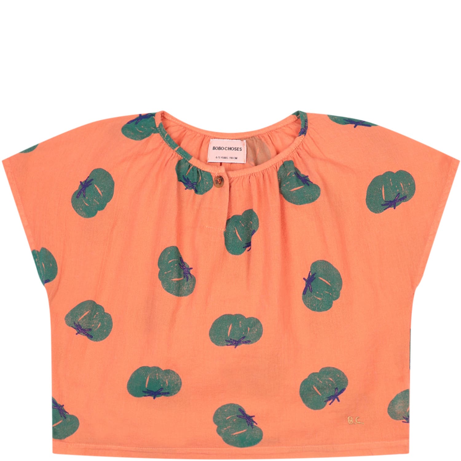 Bobo Choses Orange Blouse For Girl With Tomtos