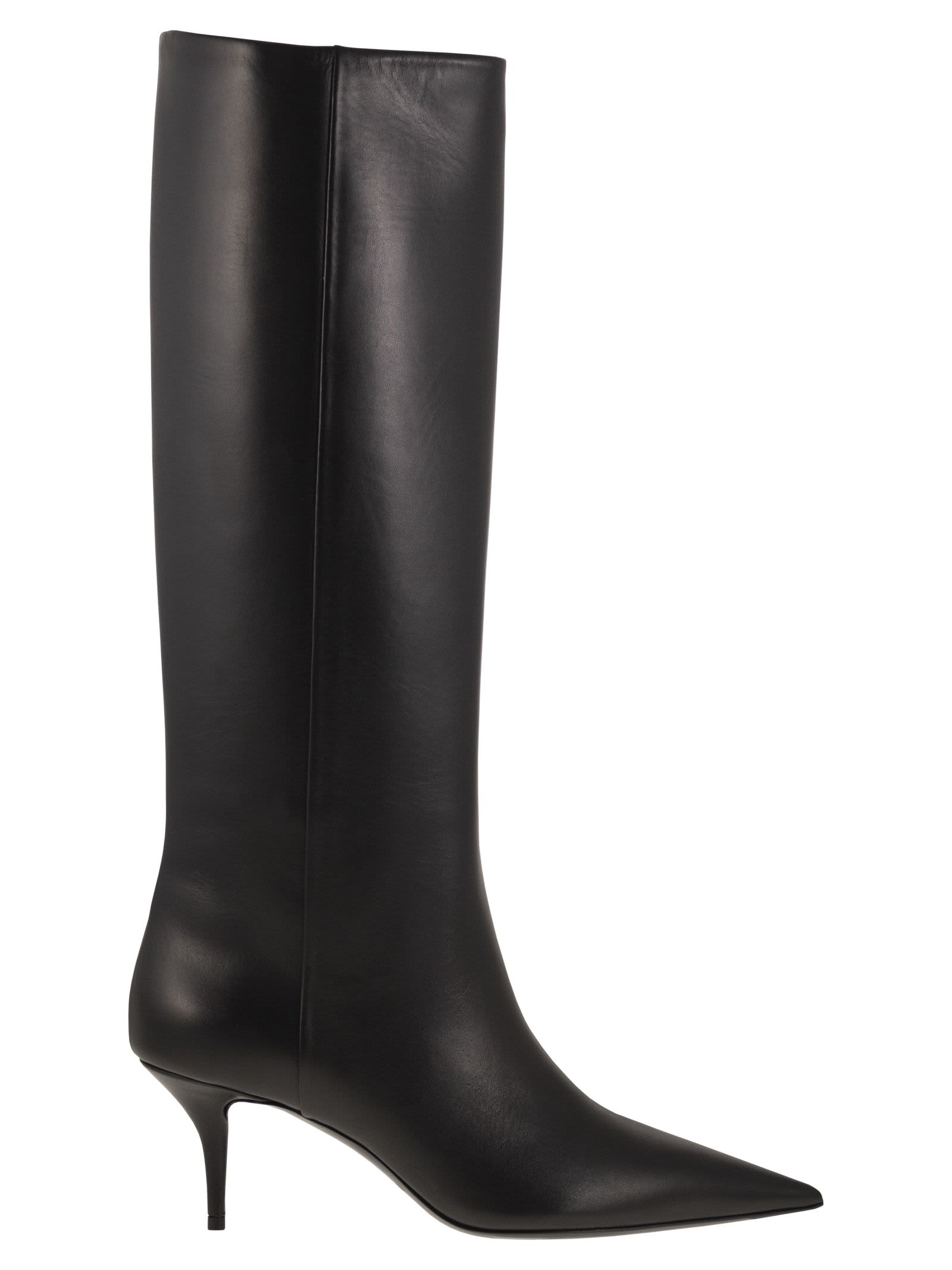 Leather Pointed Toe Boots